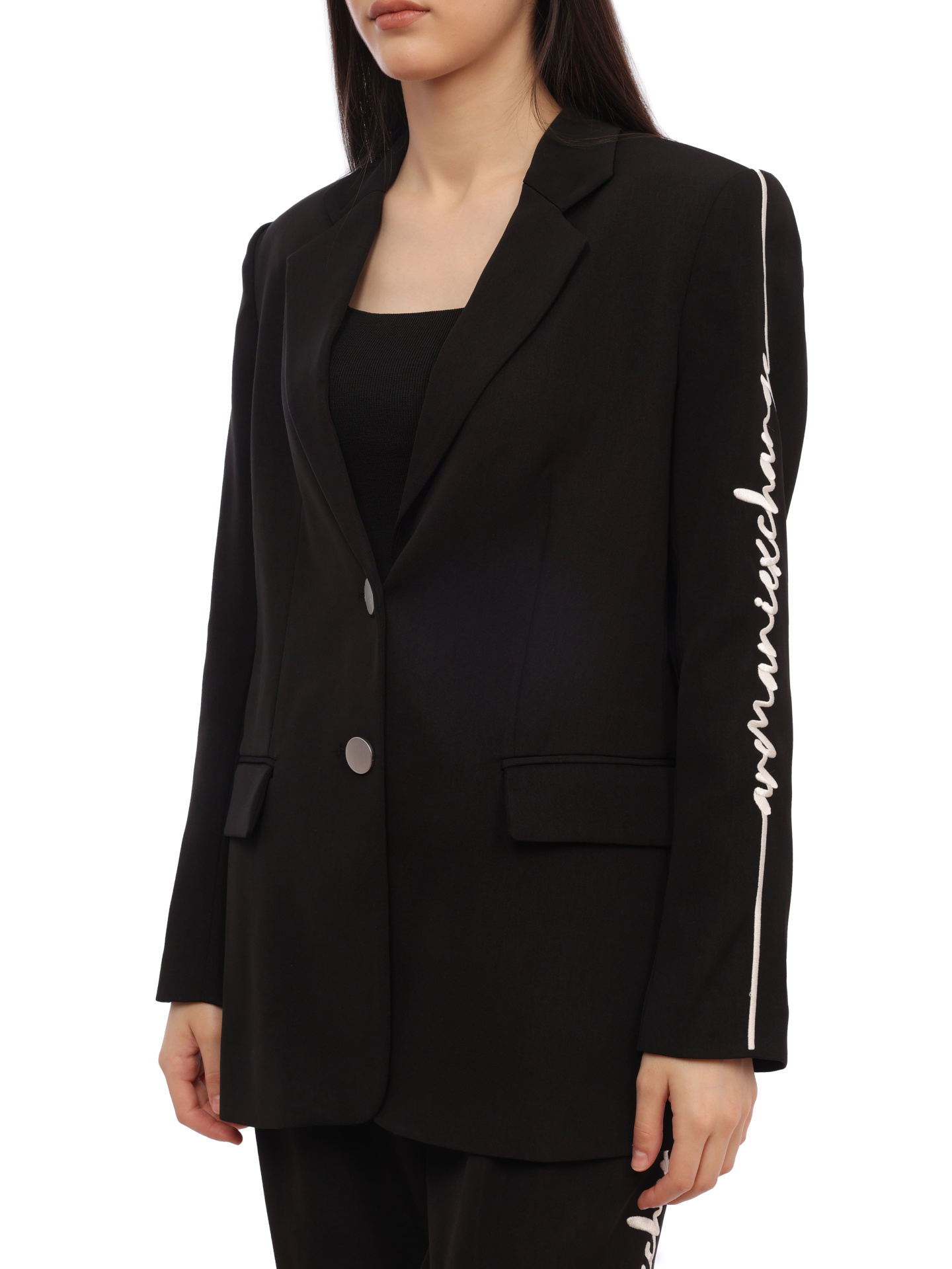 Жакет Armani Exchange 6RYG05 YN4LZ 1200 черный женский с логотипом — купить в интернет-магазине Verdistore