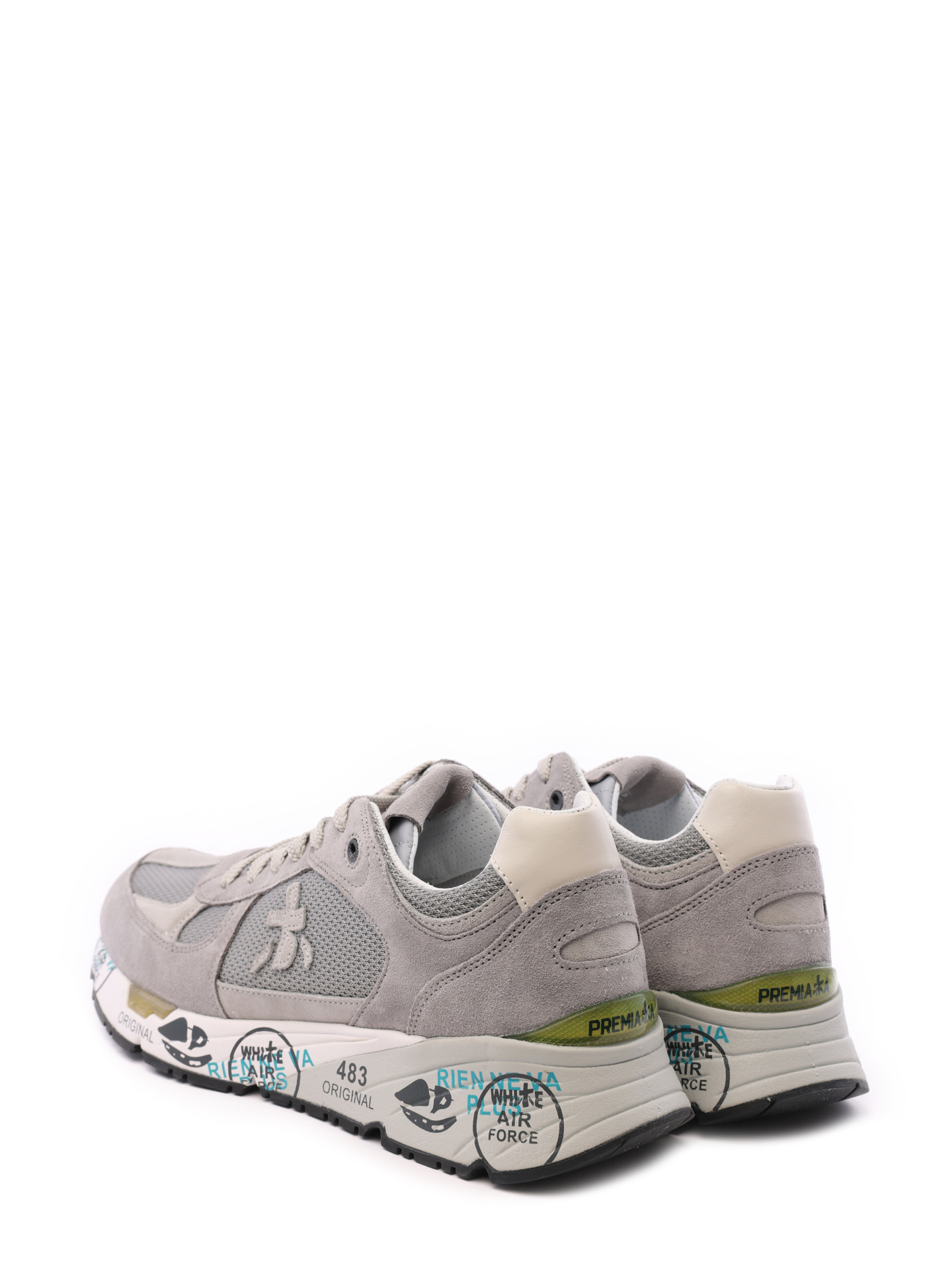 Кроссовки серые с логотипом по бокам и принтом на подошве — купить в интернет-магазине Verdistore