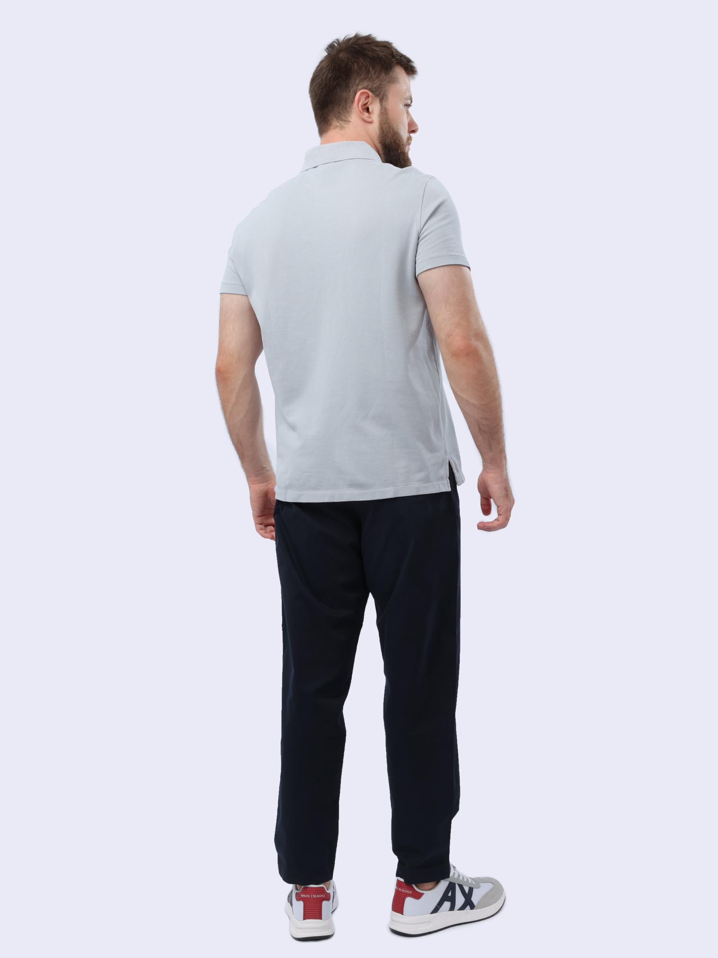 Поло Armani Exchange 3DZFAB ZJXUZ 1947 серое мужское из хлопка — купить в интернет-магазине Verdistore