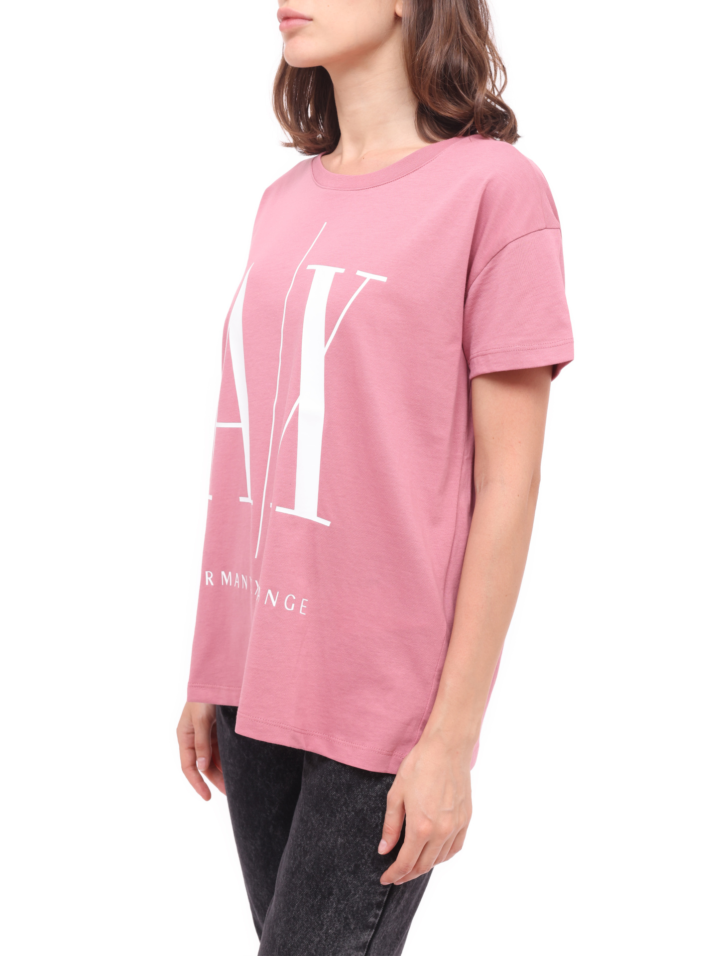 Футболка Armani Exchange 8NYTCX YJG3Z 1493 розовая женская из хлопка — купить в интернет-магазине Verdistore