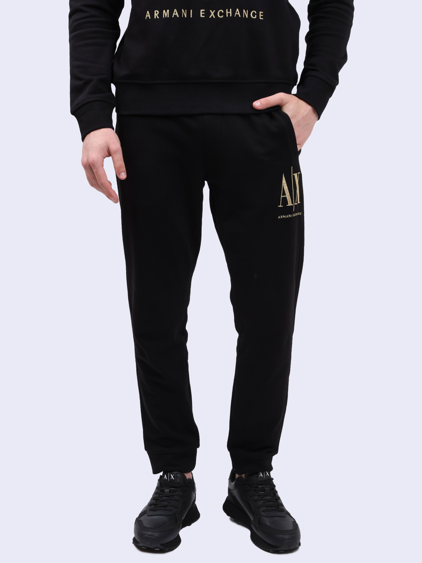 Брюки спортивные Armani Exchange 8NZPPQ ZJ1ZZ 1200 черные мужские — купить в интернет-магазине Verdistore