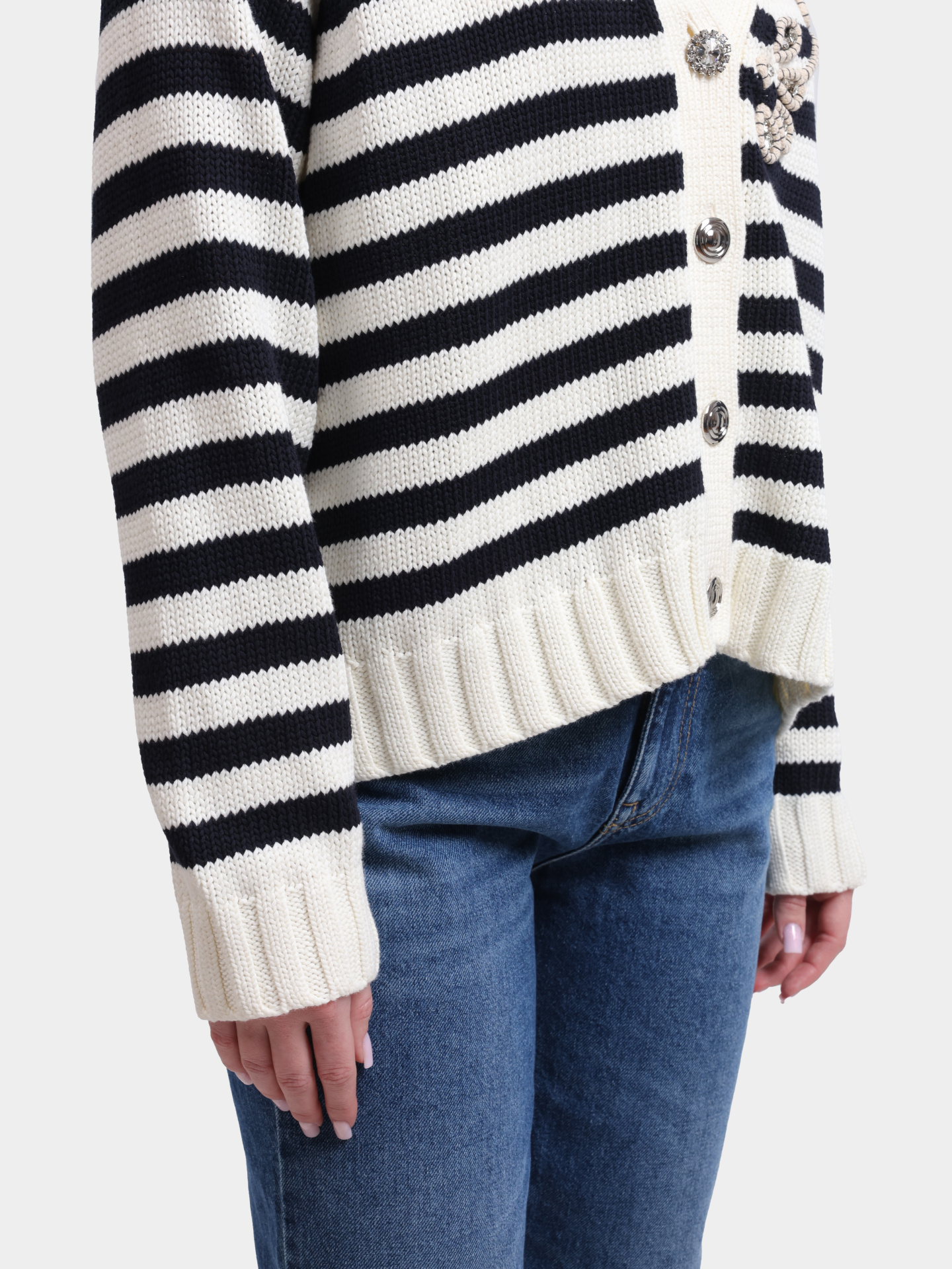 Кардиган Liu-Jo WHITE LABEL WA6220 MA07Q C3915 женский с принтом контрастных полос и вышивкой — купить в интернет-магазине Verdistore