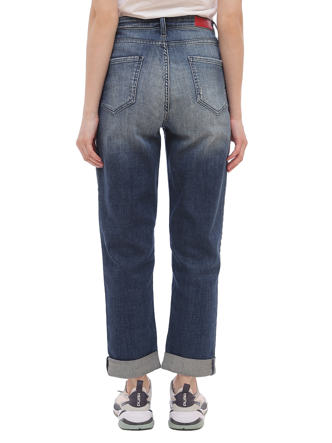 Джинсы Armani Exchange 3HYJ06 синие женские с подворотами — купить в интернет-магазине Verdistore