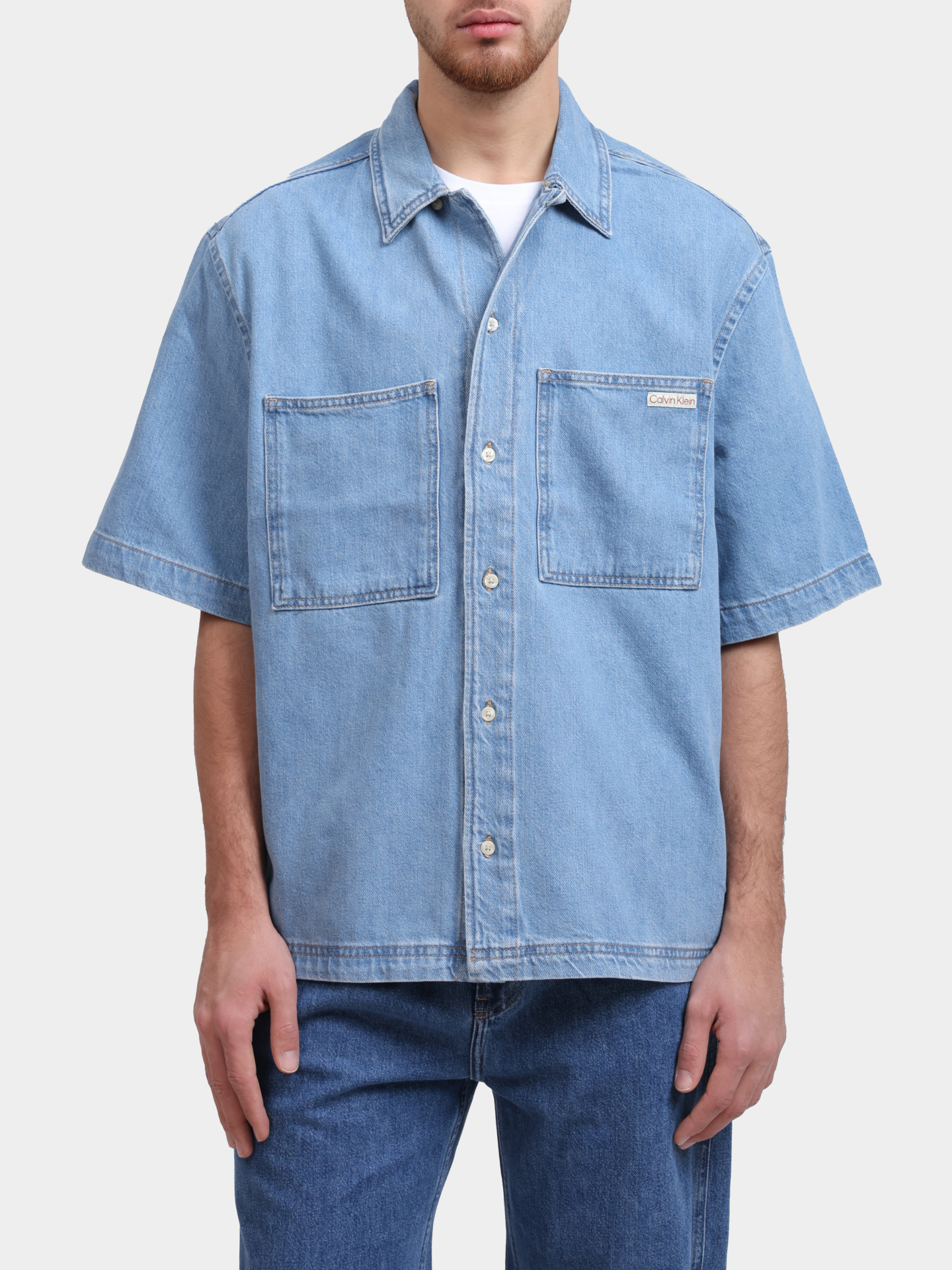 Рубашка Calvin Klein Jeans J30J327512 1AA джинсовая мужская — купить в интернет-магазине Verdistore