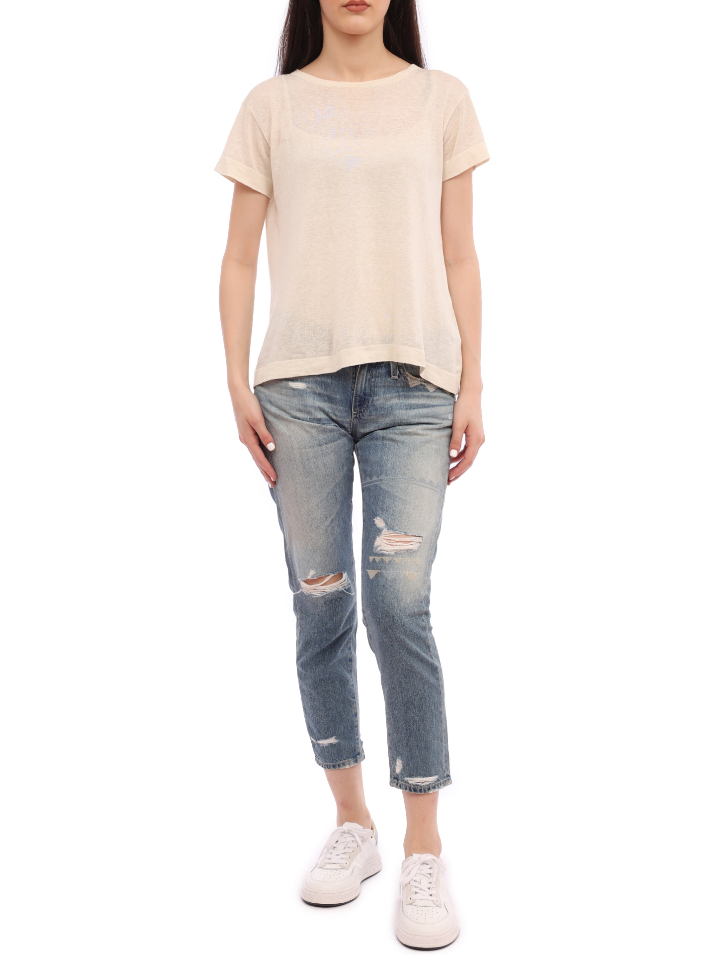 Джинсы AG LGN 1519 17Y-FKL голубые женские с потертостями — купить в интернет-магазине Verdistore