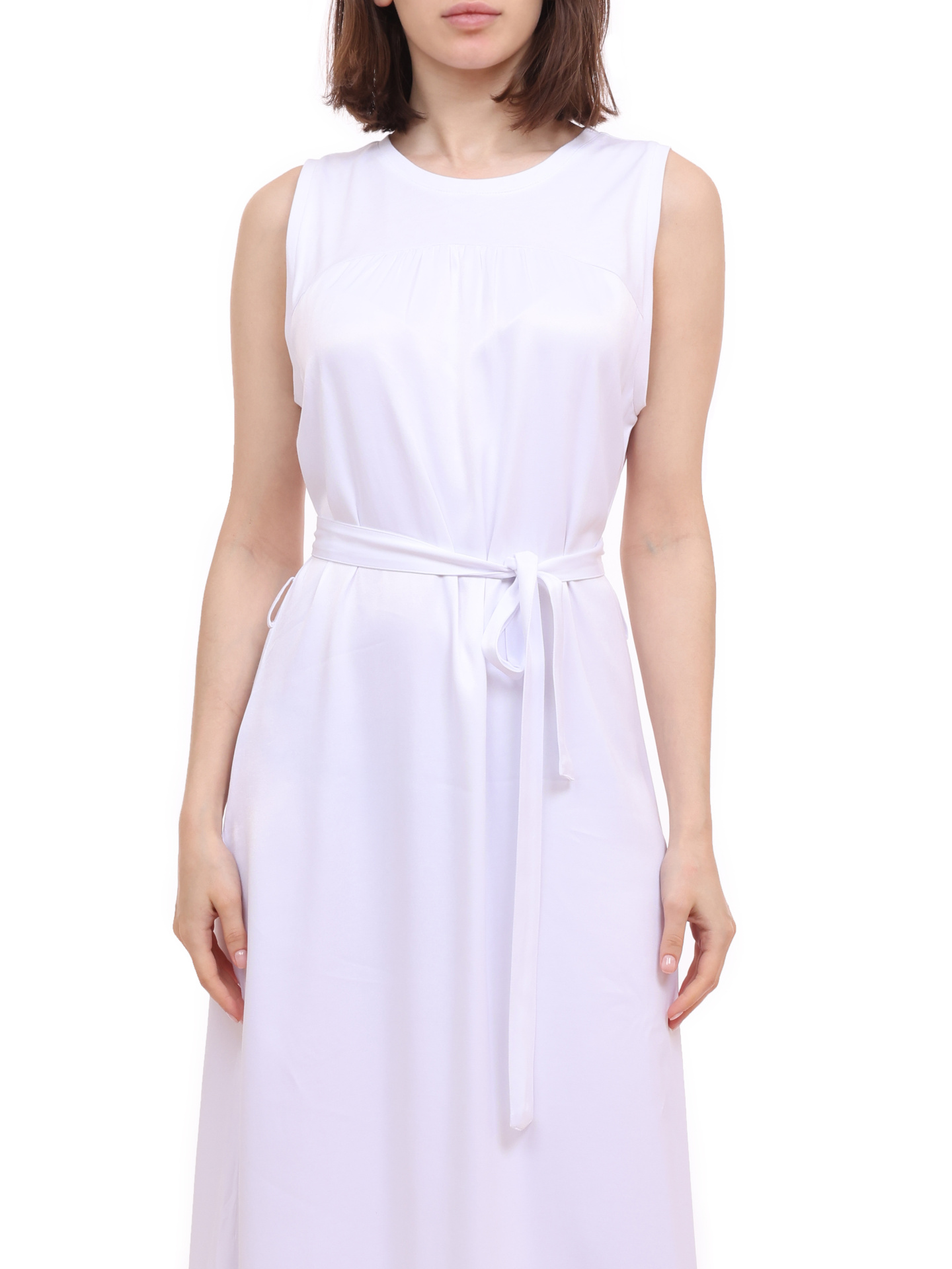 Платье Armani Exchange 3KYA84 YNZ3Z 1000 белое женское с трикотажной вставкой — купить в интернет-магазине Verdistore