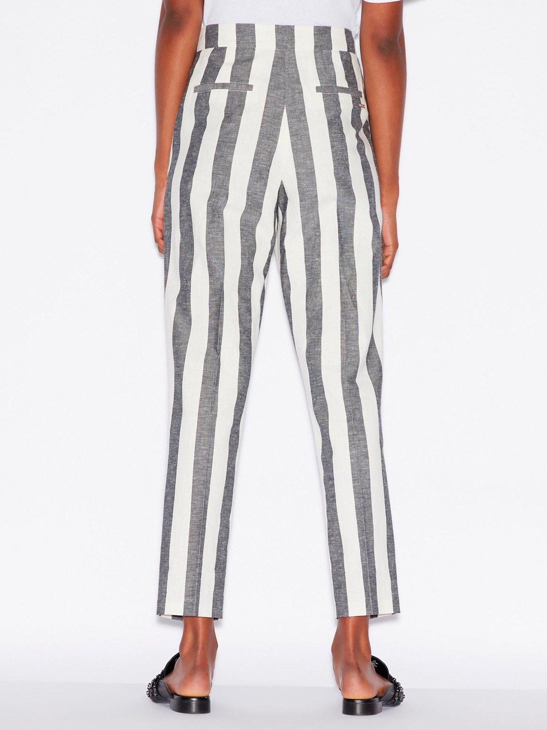 Брюки Armani Exchange 3GYP57 полосатые женские из льна и хлопка — купить в интернет-магазине Verdistore