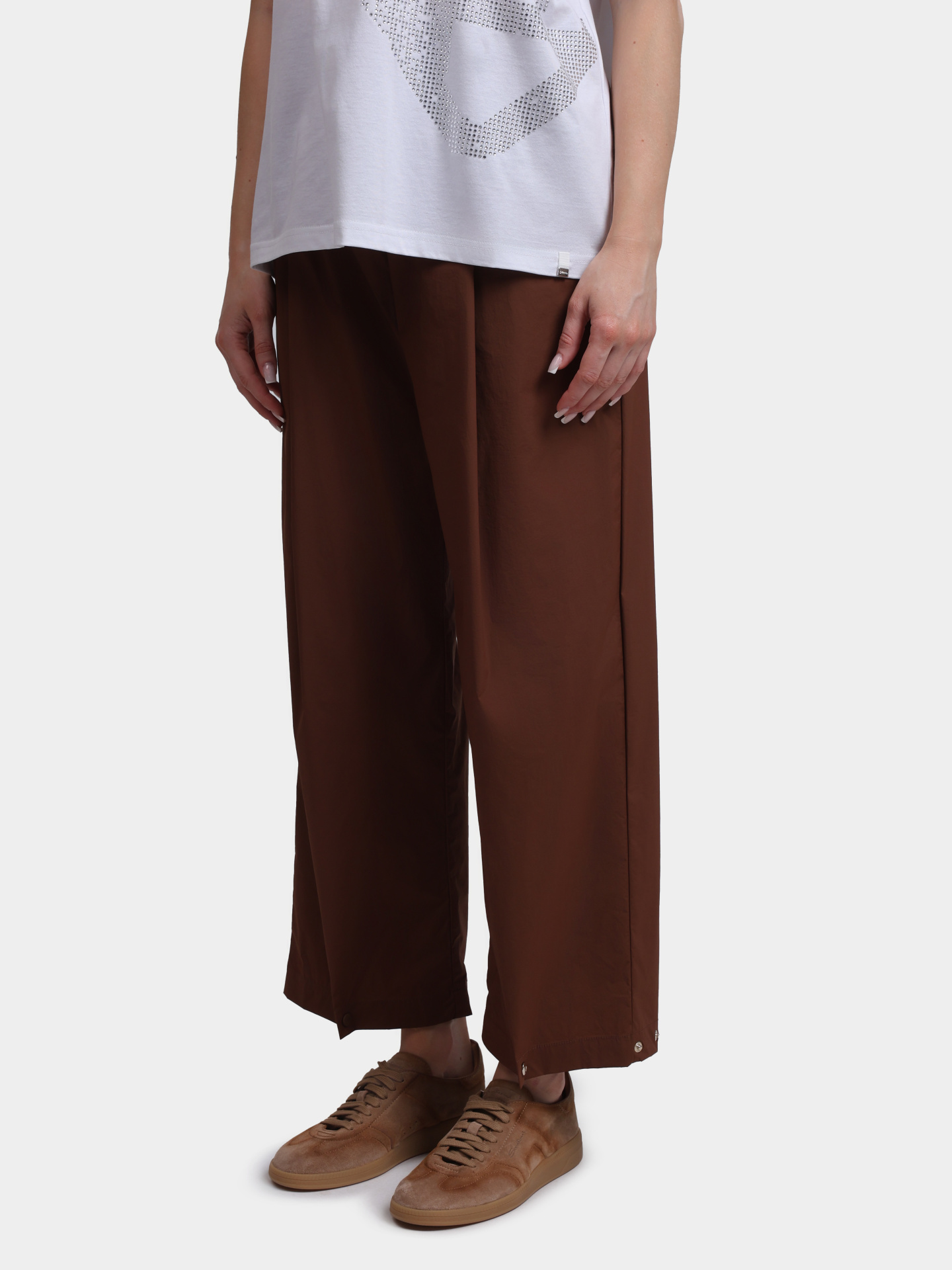 Брюки Herno PT000031D 12431SZ 2240 терракотовые женские с металлическими заклёпками — купить в интернет-магазине Verdistore