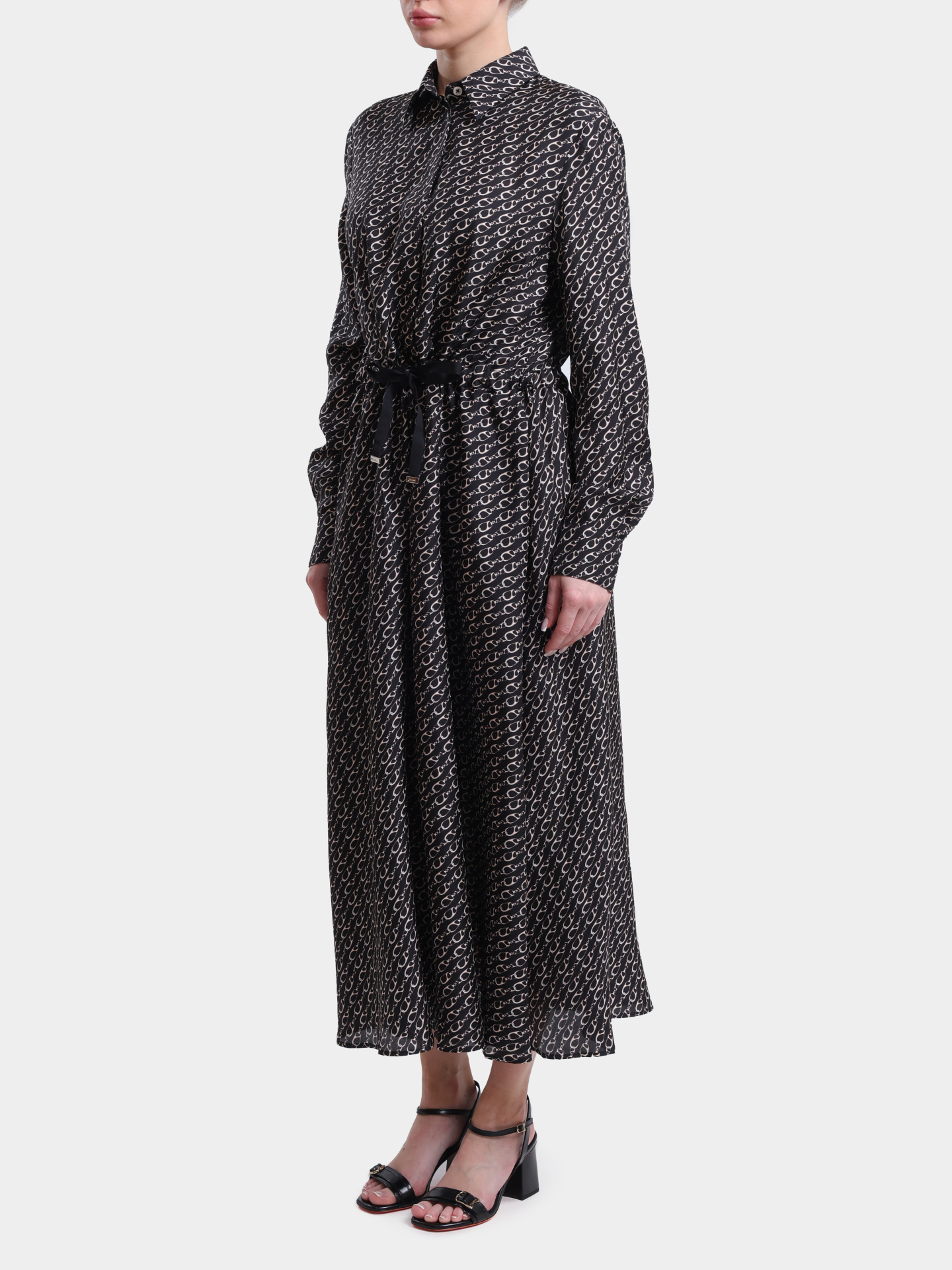 Платье Herno AB000062D 16009P 9300 черное женское с принтом цепей  — купить в интернет-магазине Verdistore