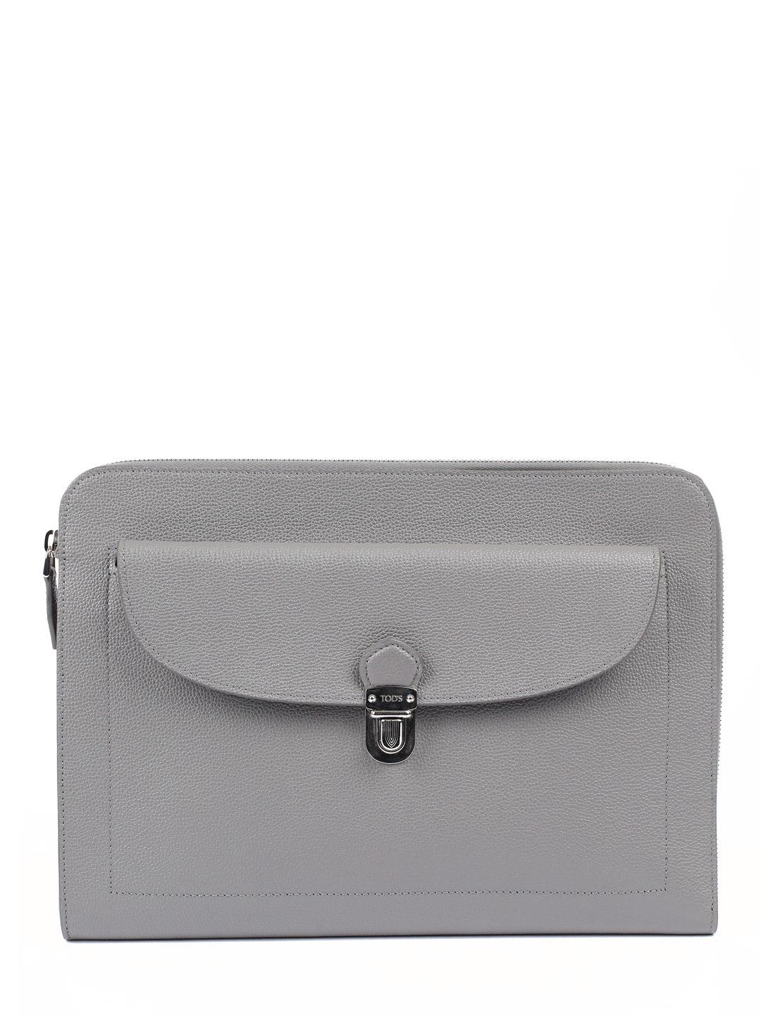 Кожаная папка для бумаг серая с металлическим замком и карманами — купить в интернет-магазине Verdistore