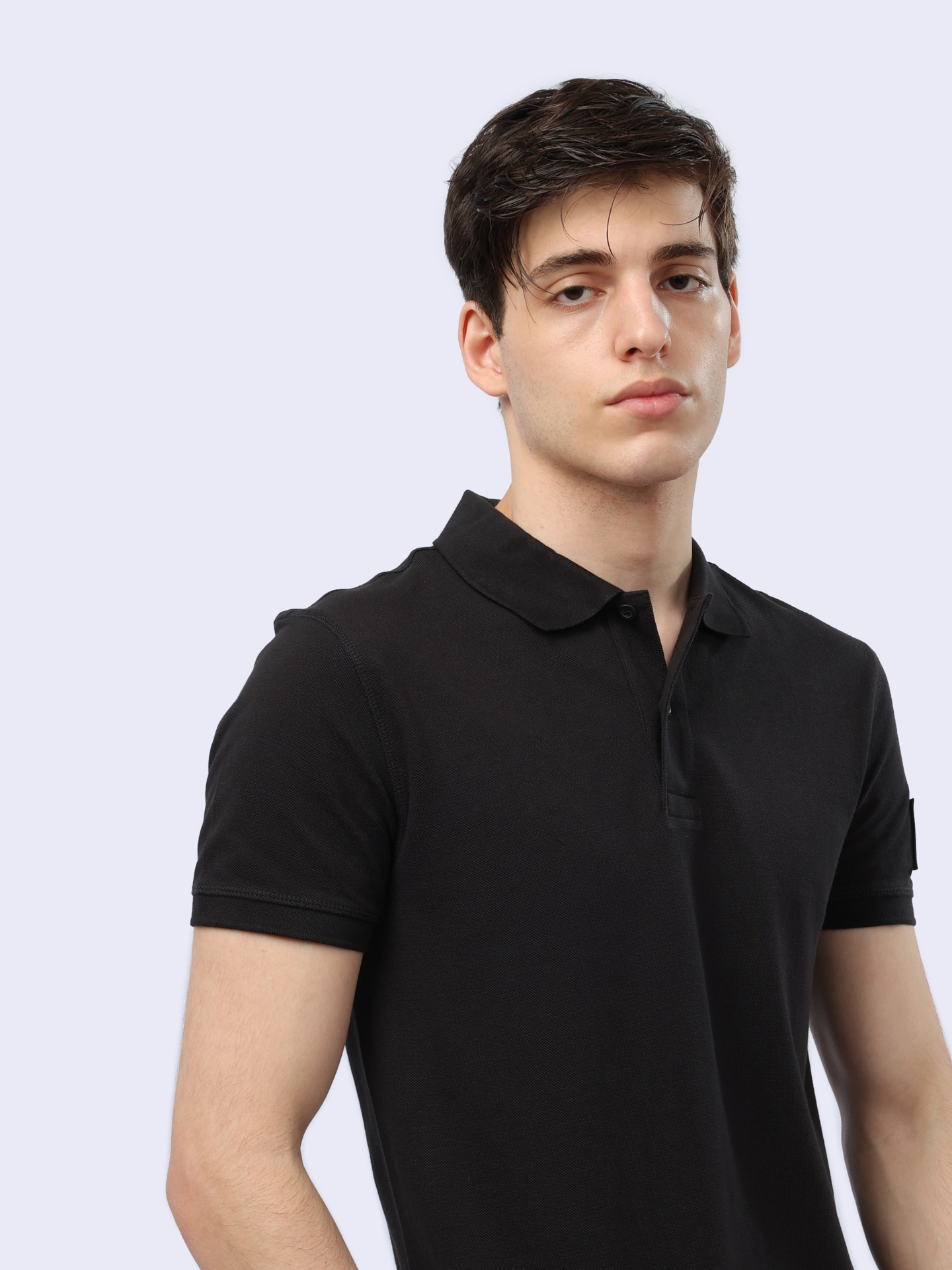 Поло Calvin Klein Jeans J30J323394 BEH черное мужское из хлопка — купить в интернет-магазине Verdistore