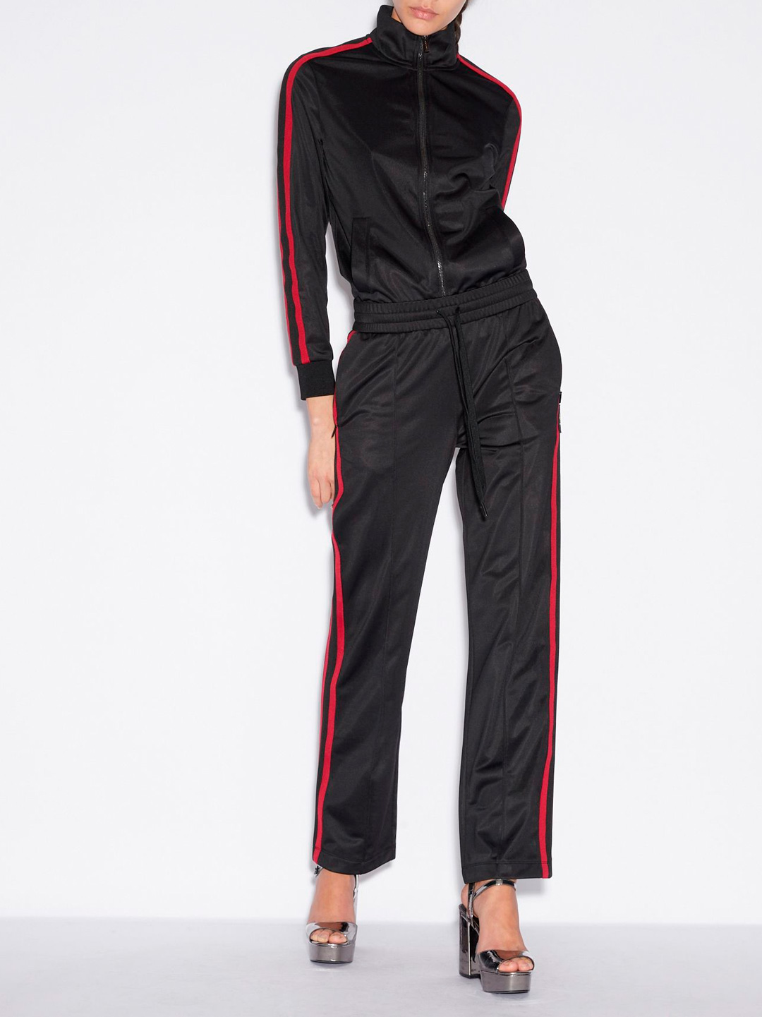 Брюки спортивные Armani Exchange 3GYP77 1200 черные женские с полосками — купить в интернет-магазине Verdistore