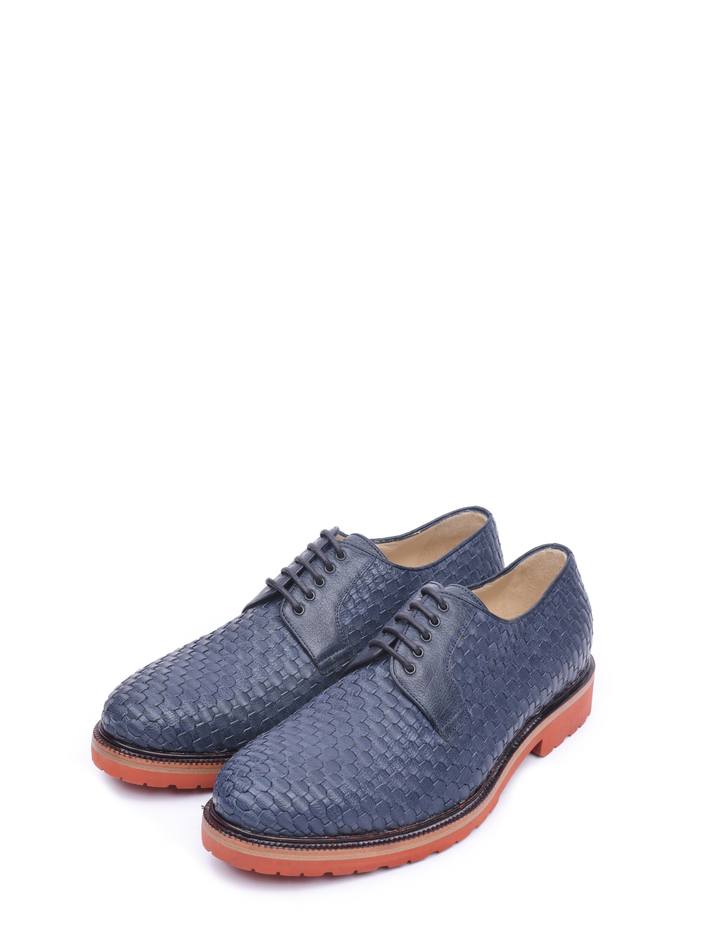 Дерби A.Testoni M45990 синие мужские из кожи с плетением  — купить в интернет-магазине Verdistore