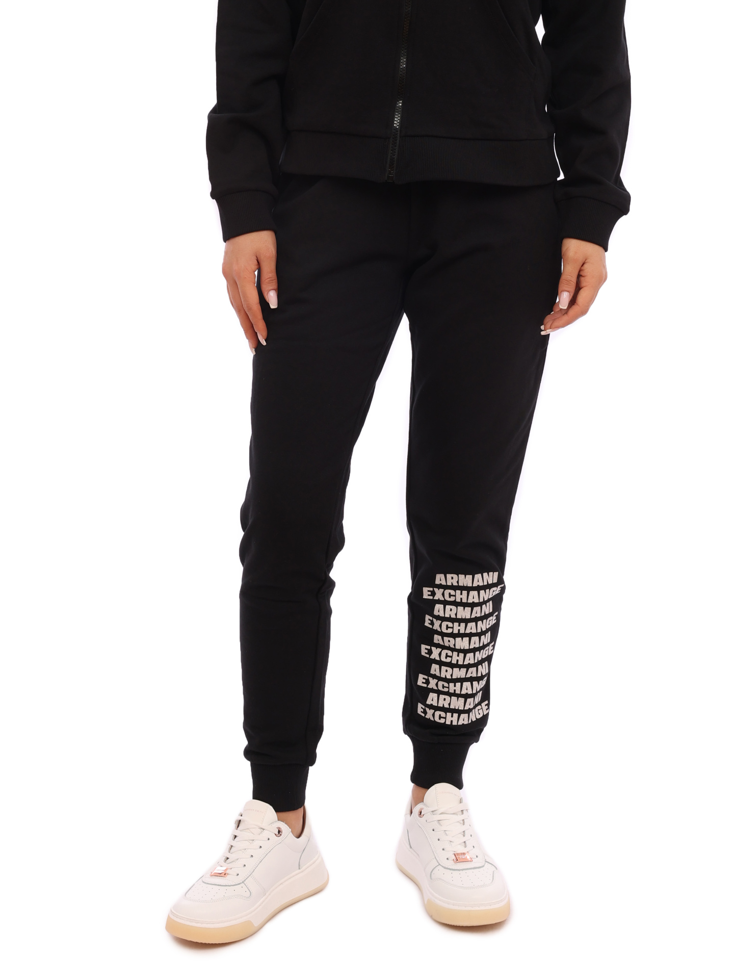 Брюки спортивные Armani Exchange 6HYP94 YJ4FZ 1200 черные женские с логотипом — купить в интернет-магазине Verdistore