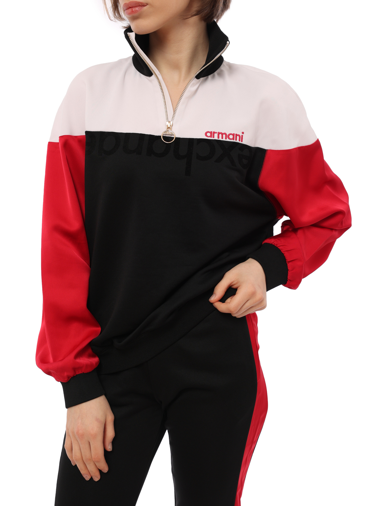 Мастерка Armani Exchange 6HYM88 YJ8EZ 7280 комбинированная женская с воротом-стойкой — купить в интернет-магазине Verdistore