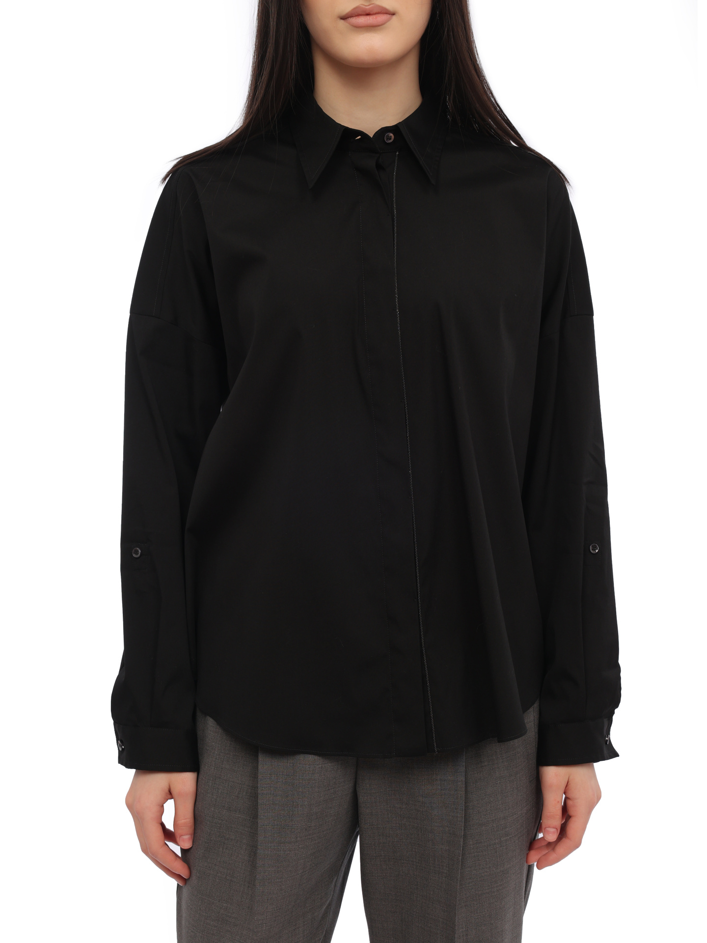 Рубашка Brunello Cucinelli M0091B1375 C101 черная женская — купить в интернет-магазине Verdistore