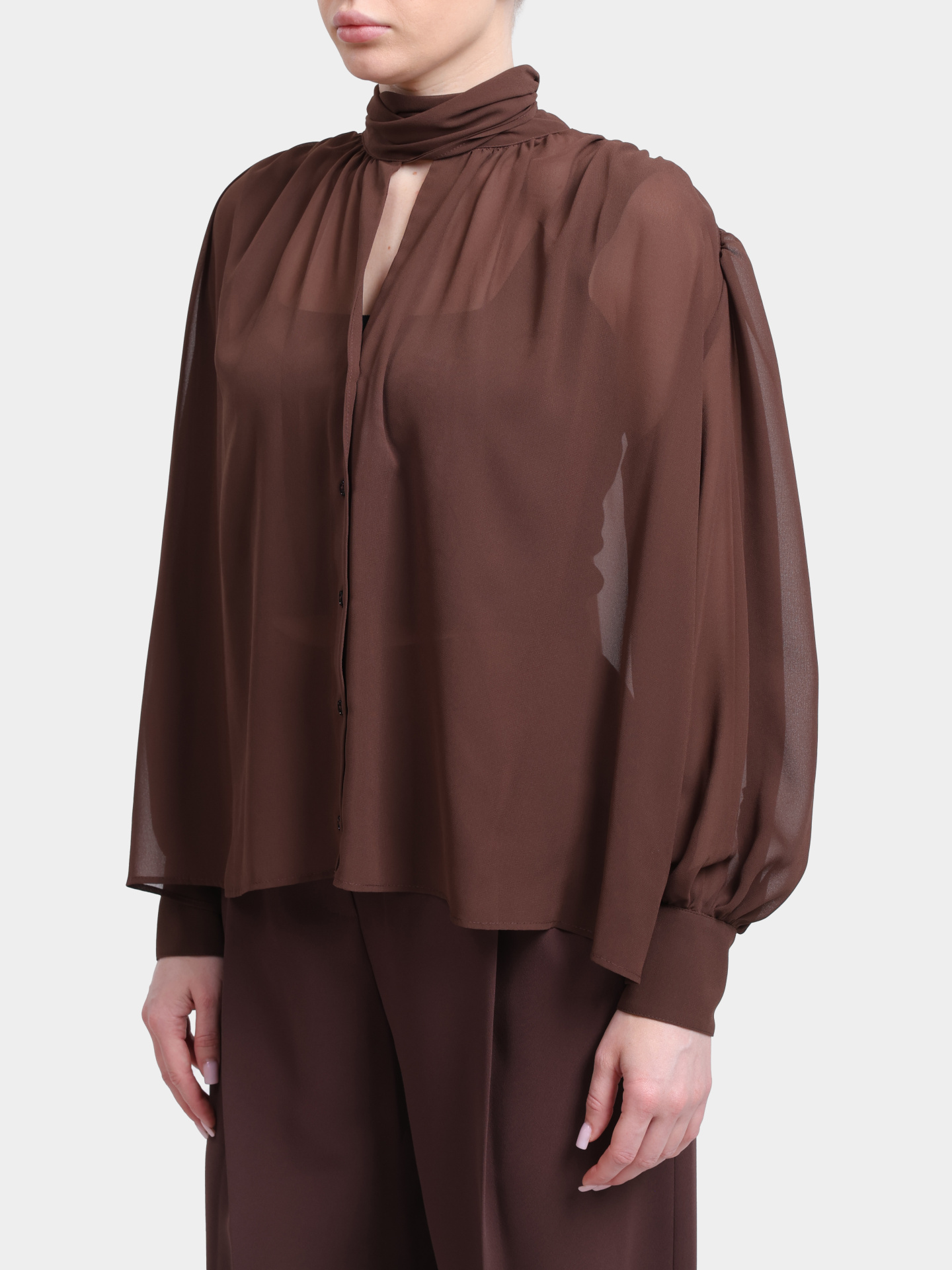 Блуза Marella 365 MLTGIURIA 003 коричневая женская полупрозрачная — купить в интернет-магазине Verdistore