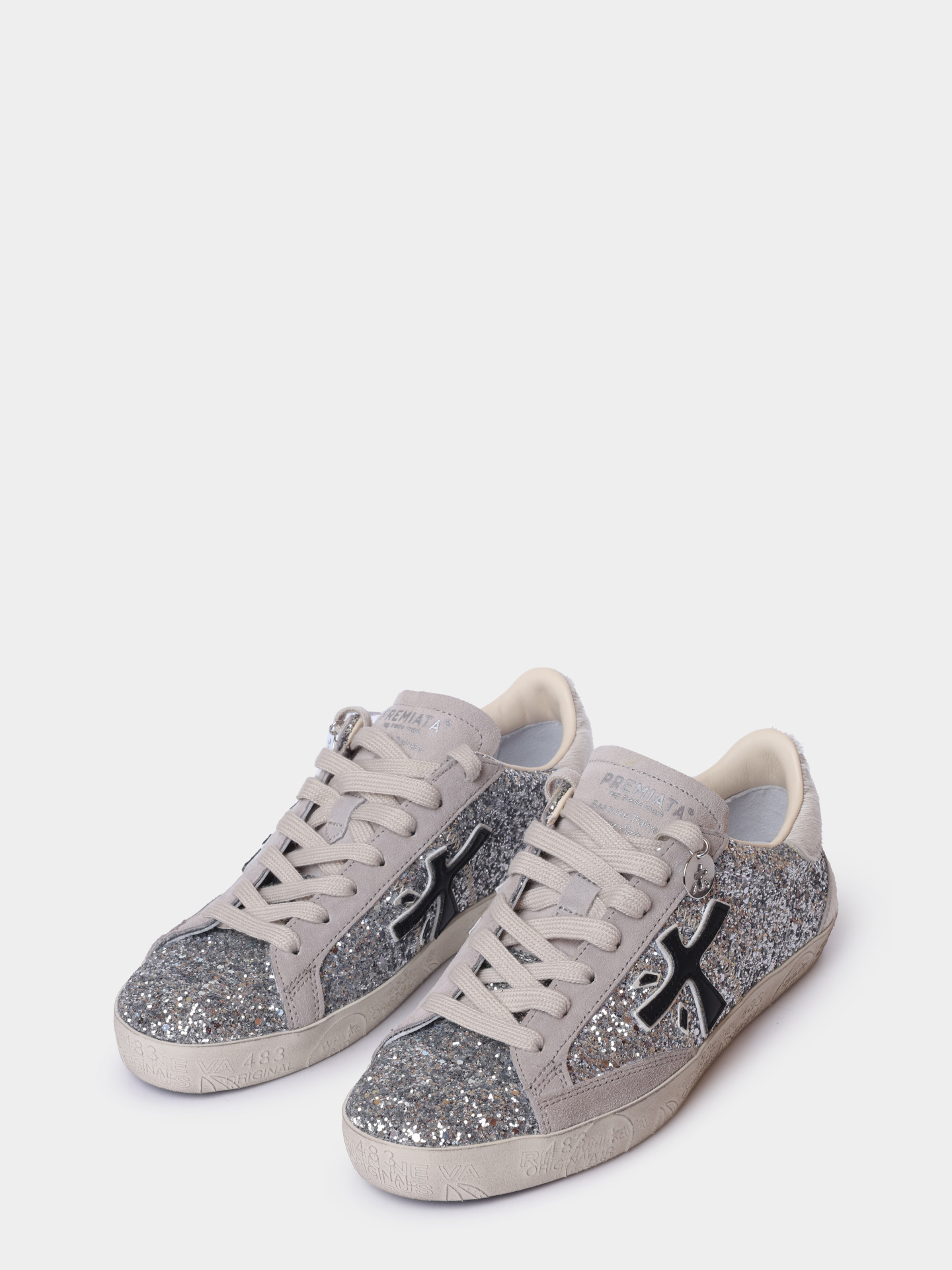 Кеды Premiata Sport STEVEND VAR 8060 серые женские комбинированные с глиттером  — купить в интернет-магазине Verdistore