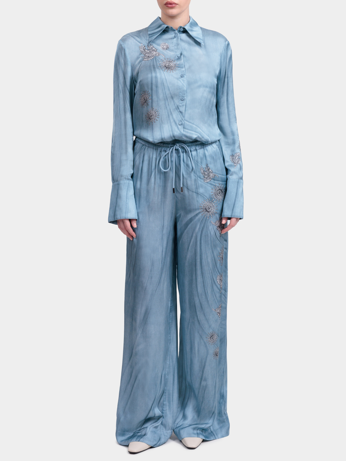 Брюки Pinko 106210 A37N F15 голубые женские из вискозы — купить в интернет-магазине Verdistore