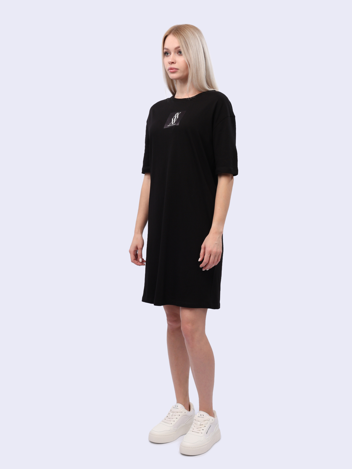 Платье Armani Exchange 6DYA79 YJ3RZ 1200 черное женское с логотипом — купить в интернет-магазине Verdistore