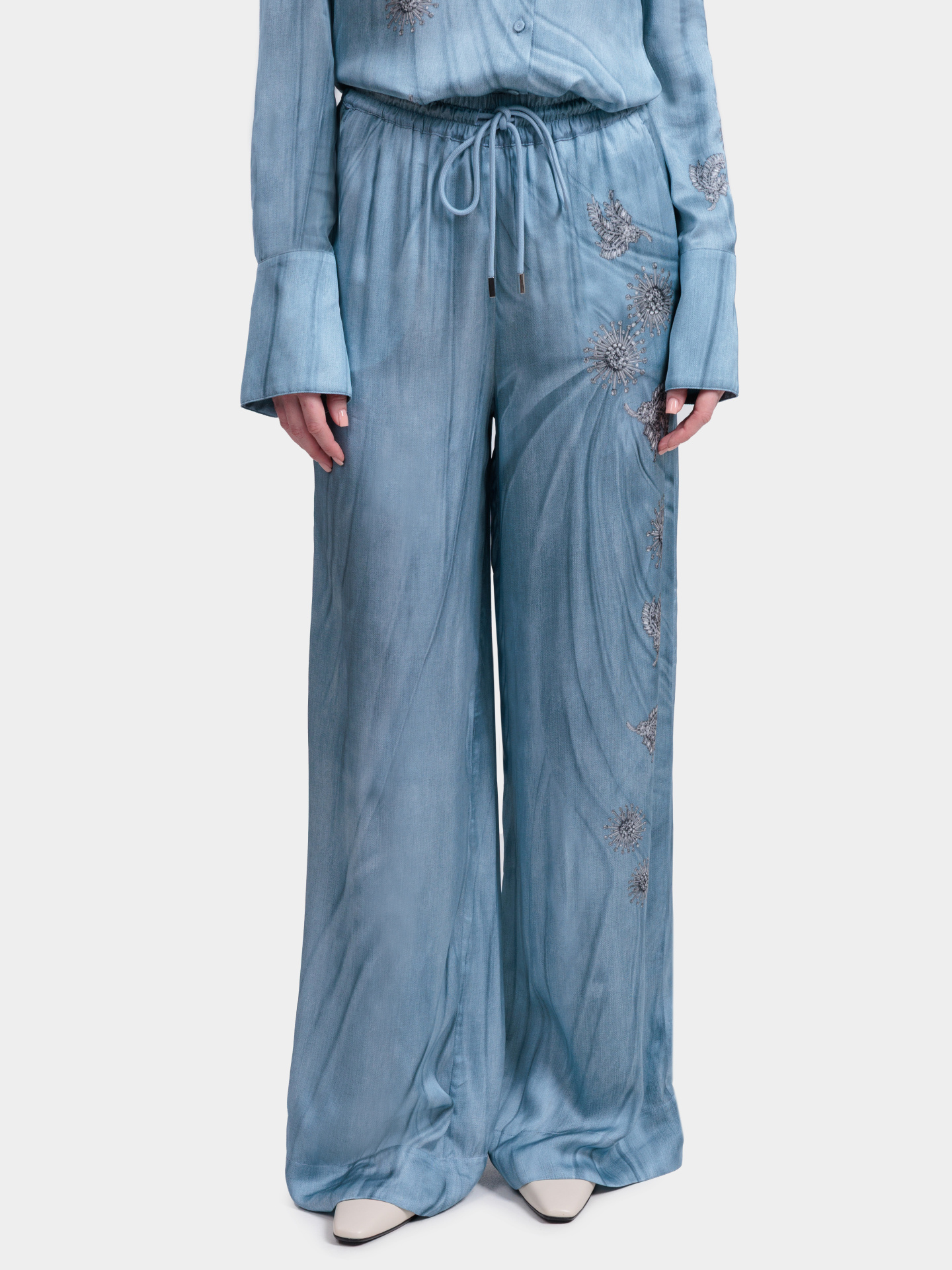 Брюки Pinko 106210 A37N F15 голубые женские из вискозы — купить в интернет-магазине Verdistore