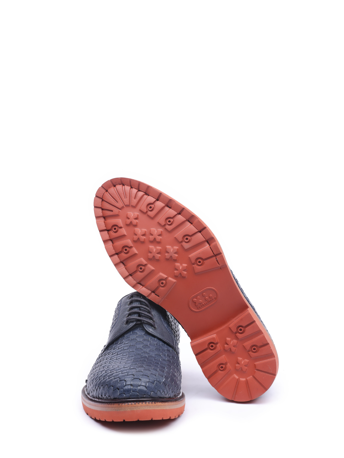 Дерби A.Testoni M45990 синие мужские из кожи с плетением  — купить в интернет-магазине Verdistore