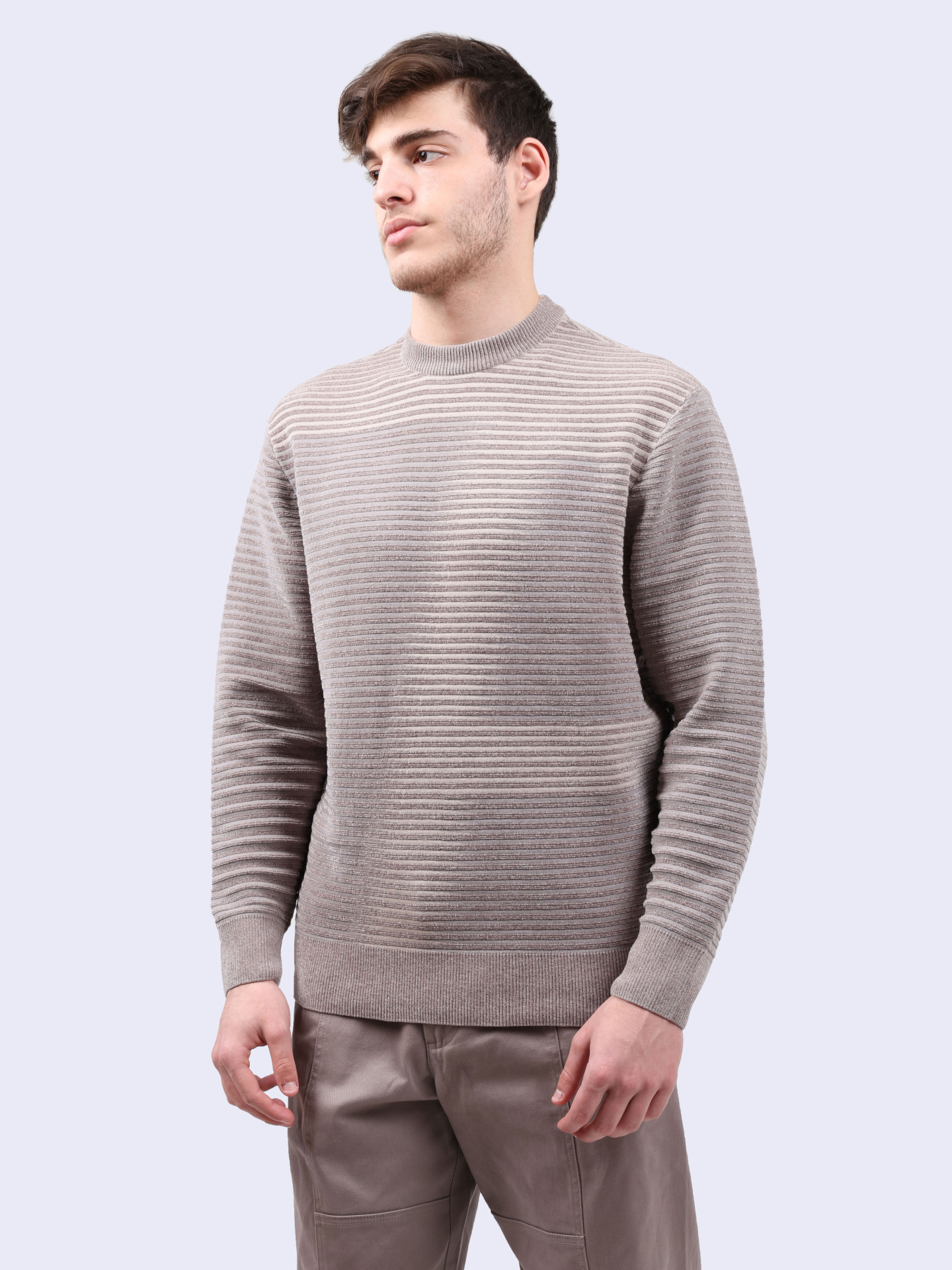 Свитер Armani Exchange 6DZM2P ZM4PZ 17AC бежевый мужской в полоску — купить в интернет-магазине Verdistore