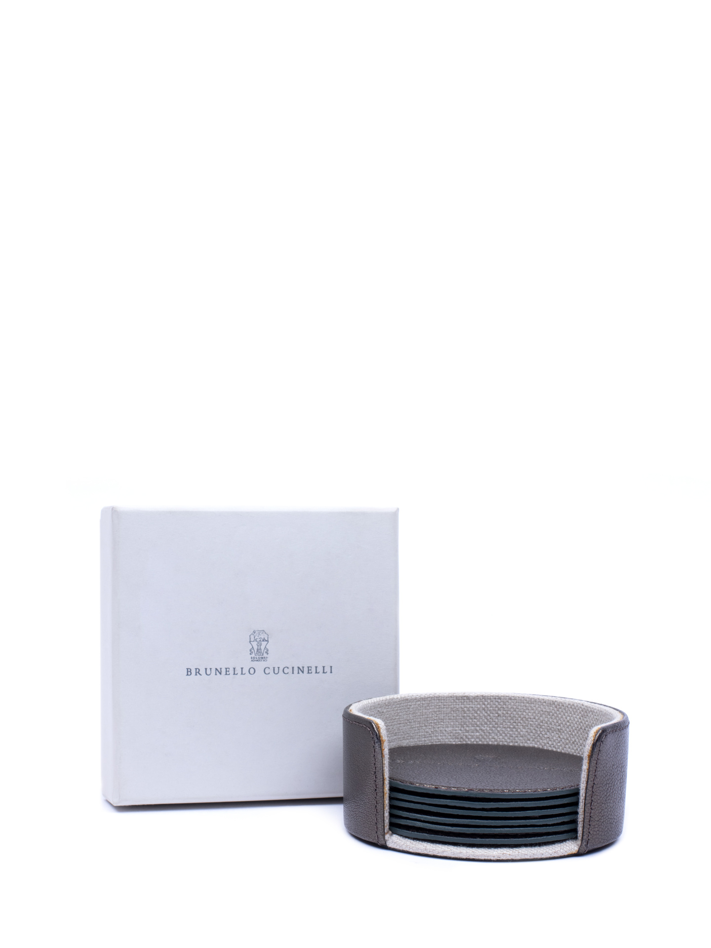 Подстаканники Brunello Cucinelli MLSCABAR03 коричневые кожаные — купить в интернет-магазине Verdistore