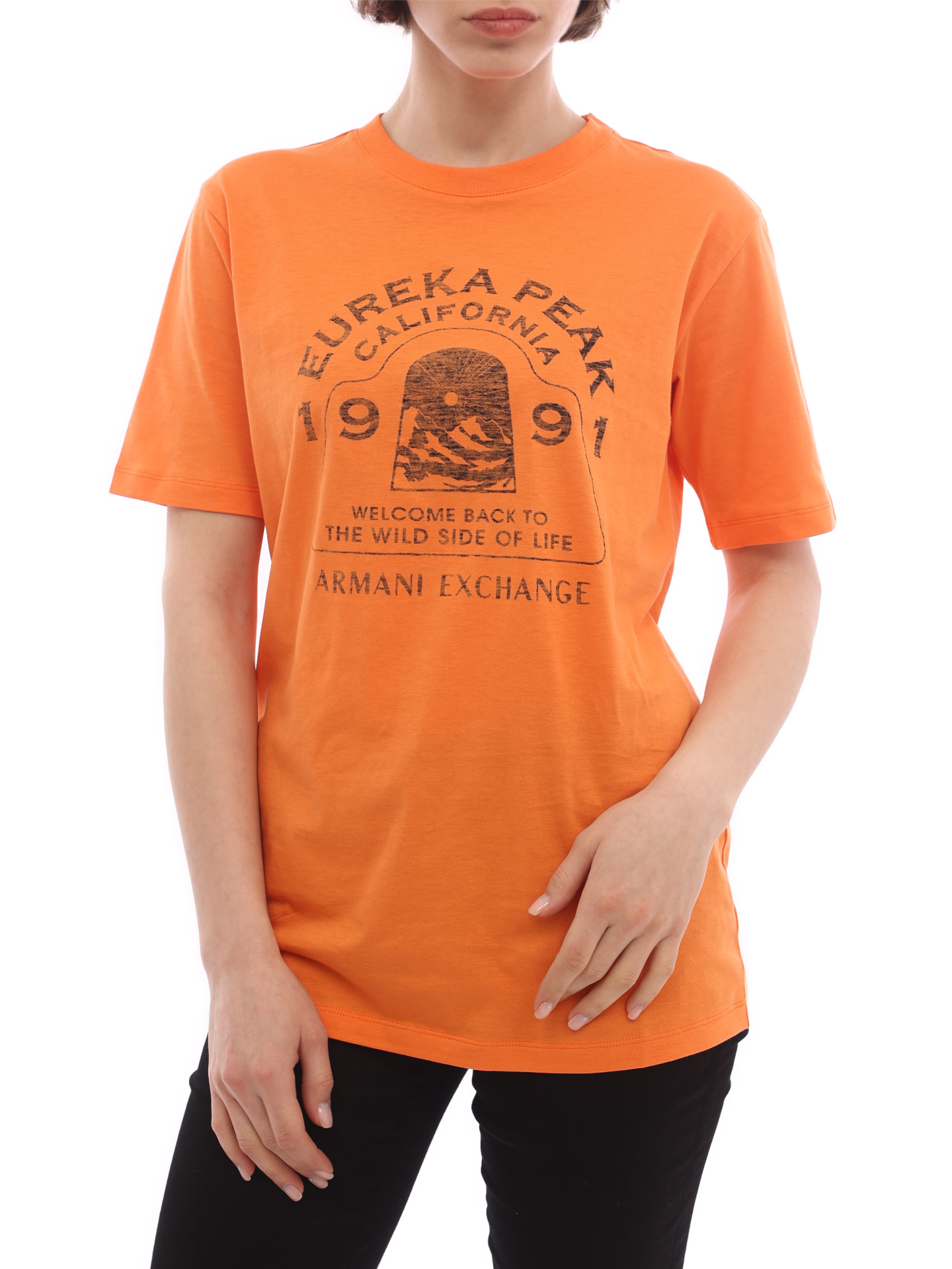 Футболка Armani Exchange 3LYT15 YJ6QZ 1685 оранжевая женская из хлопка — купить в интернет-магазине Verdistore
