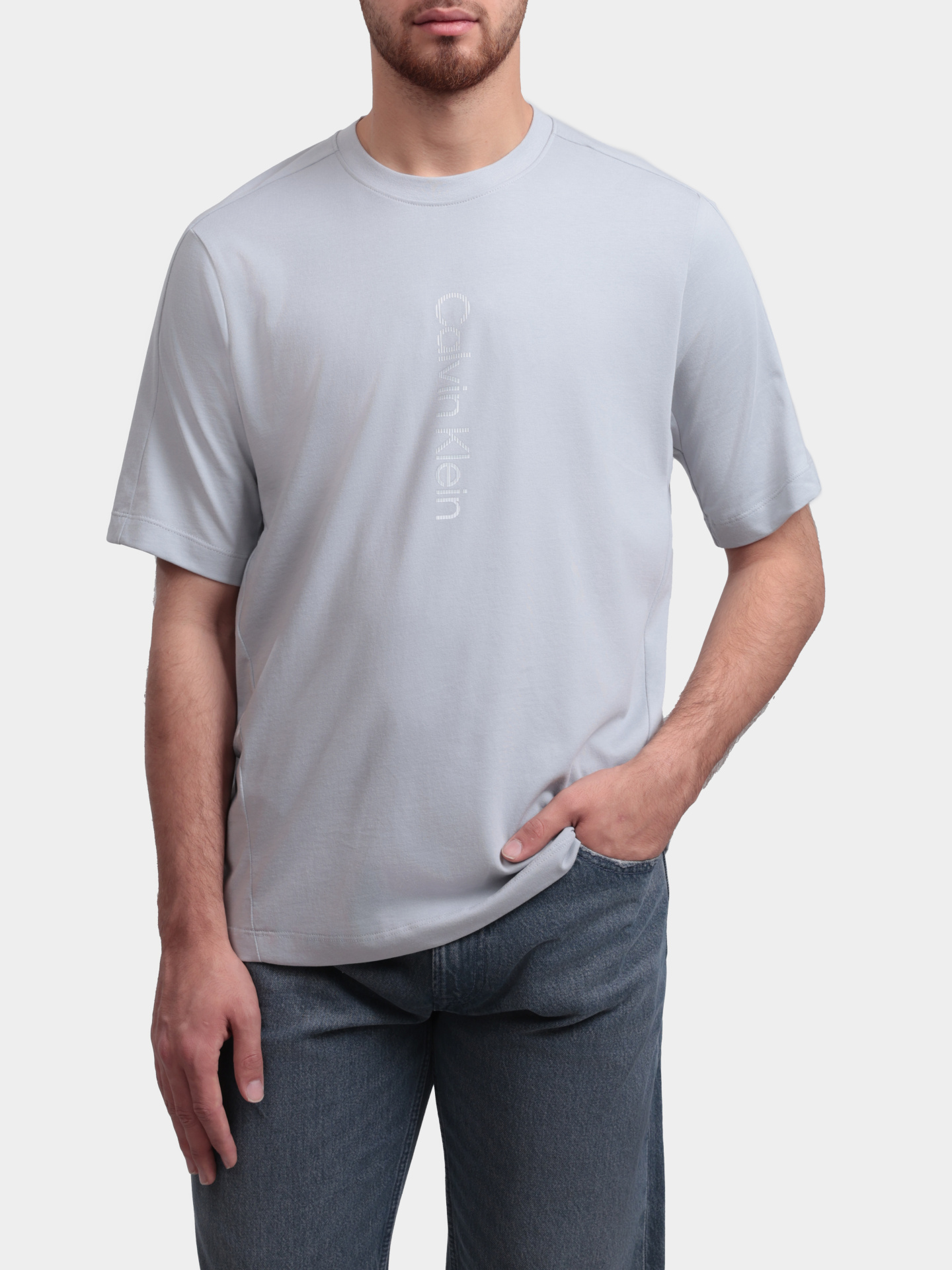 Футболка Calvin Klein LVGMS6K101 PCU серая мужская — купить в интернет-магазине Verdistore