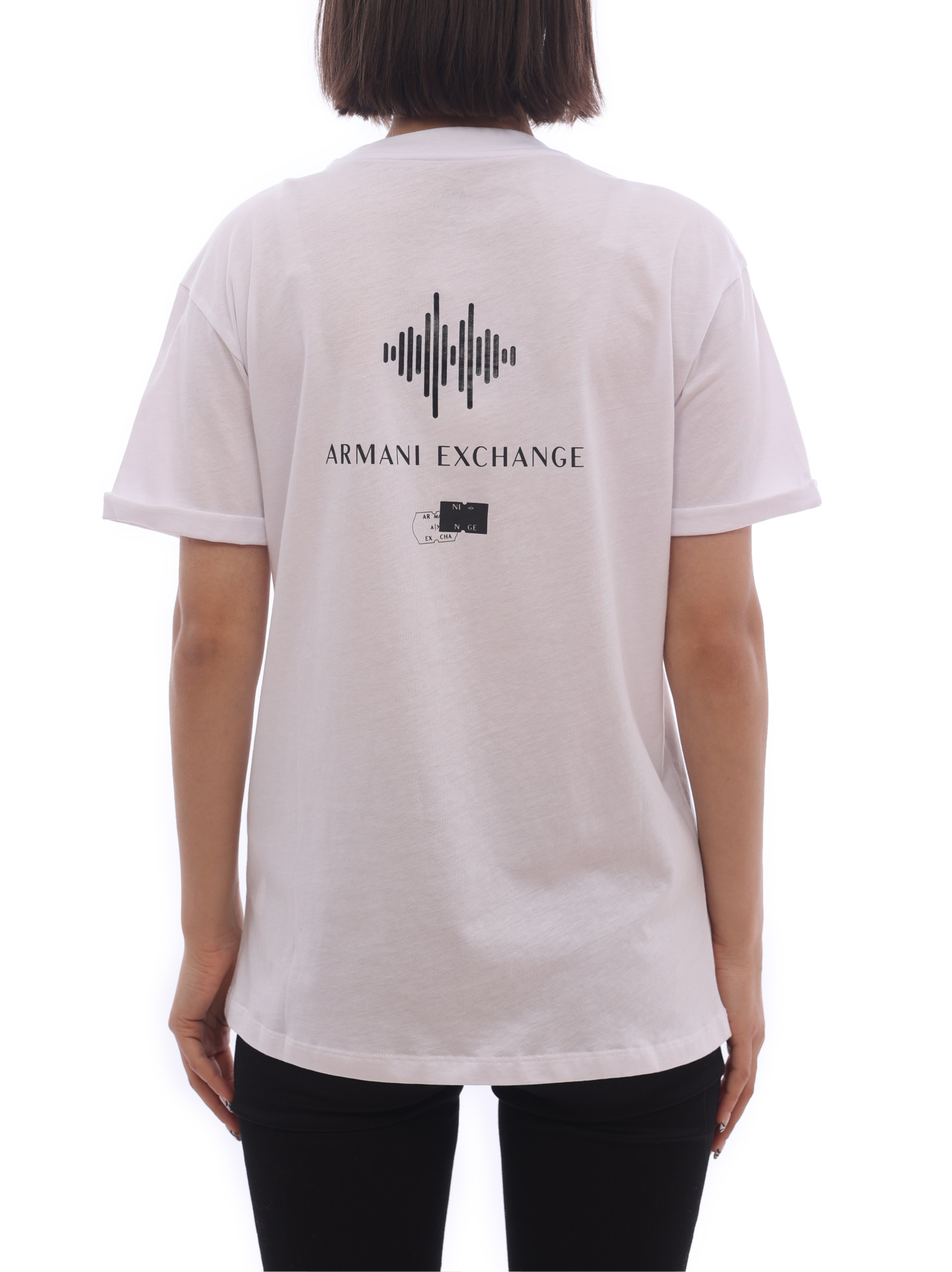 Футболка Armani Exchange 6KYTGC YJ3RZ 1000 белая женская с логотипом на спине — купить в интернет-магазине Verdistore