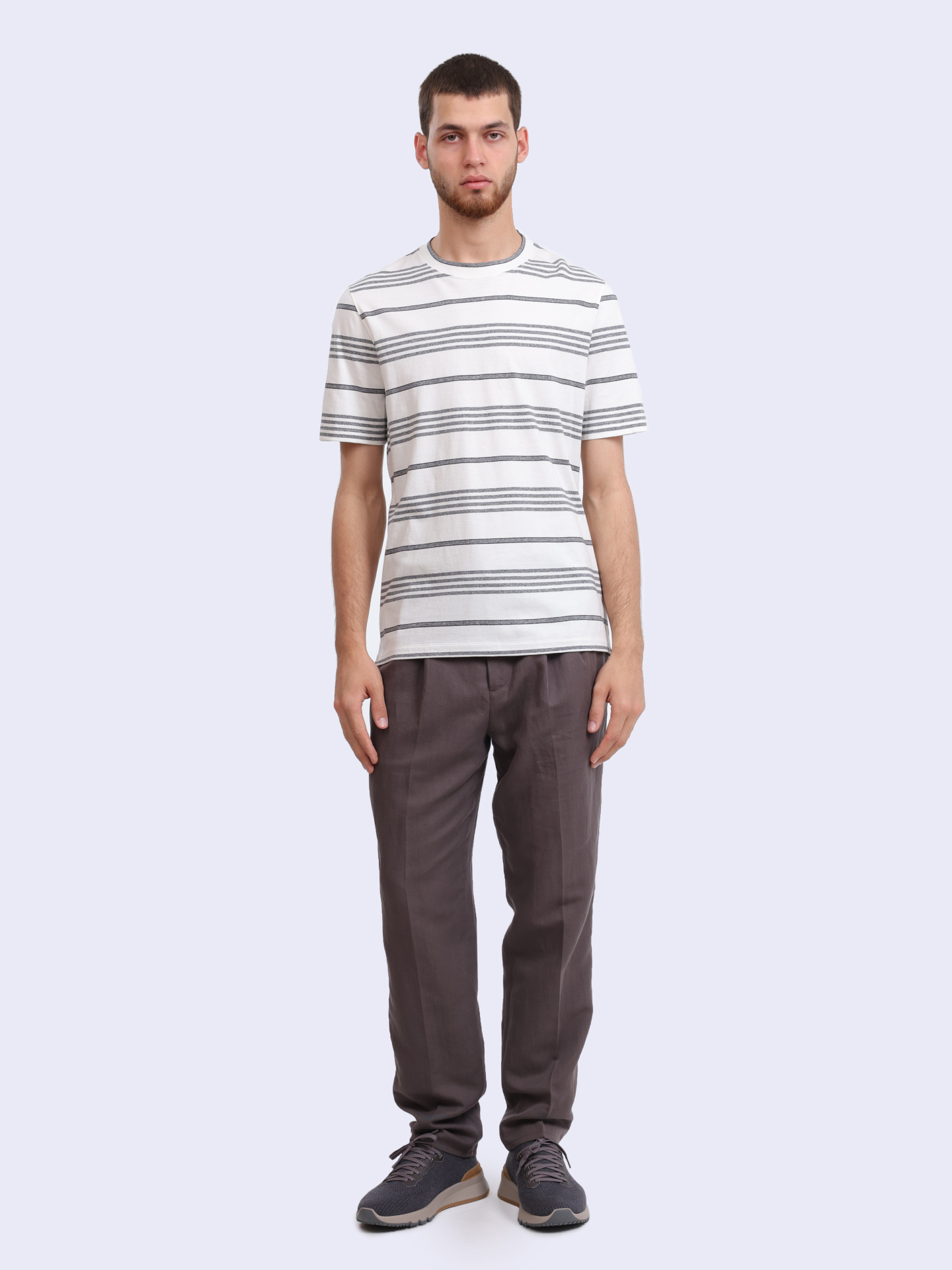 Футболка Brunello Cucinelli MW8401308 C002 хлопковая мужская в полоску — купить в интернет-магазине Verdistore