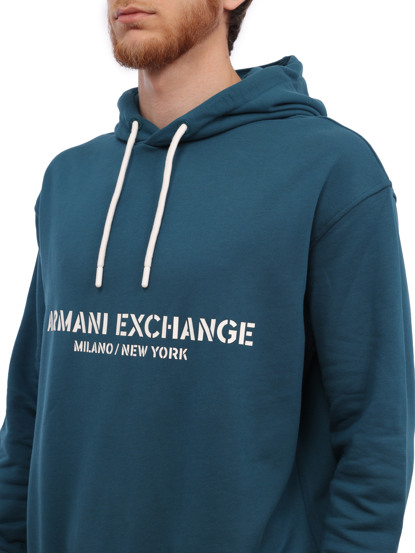 Худи Armani Exchange 6RZMLE ZJ4XZ 15CR синее мужское с логотипом — купить в интернет-магазине Verdistore