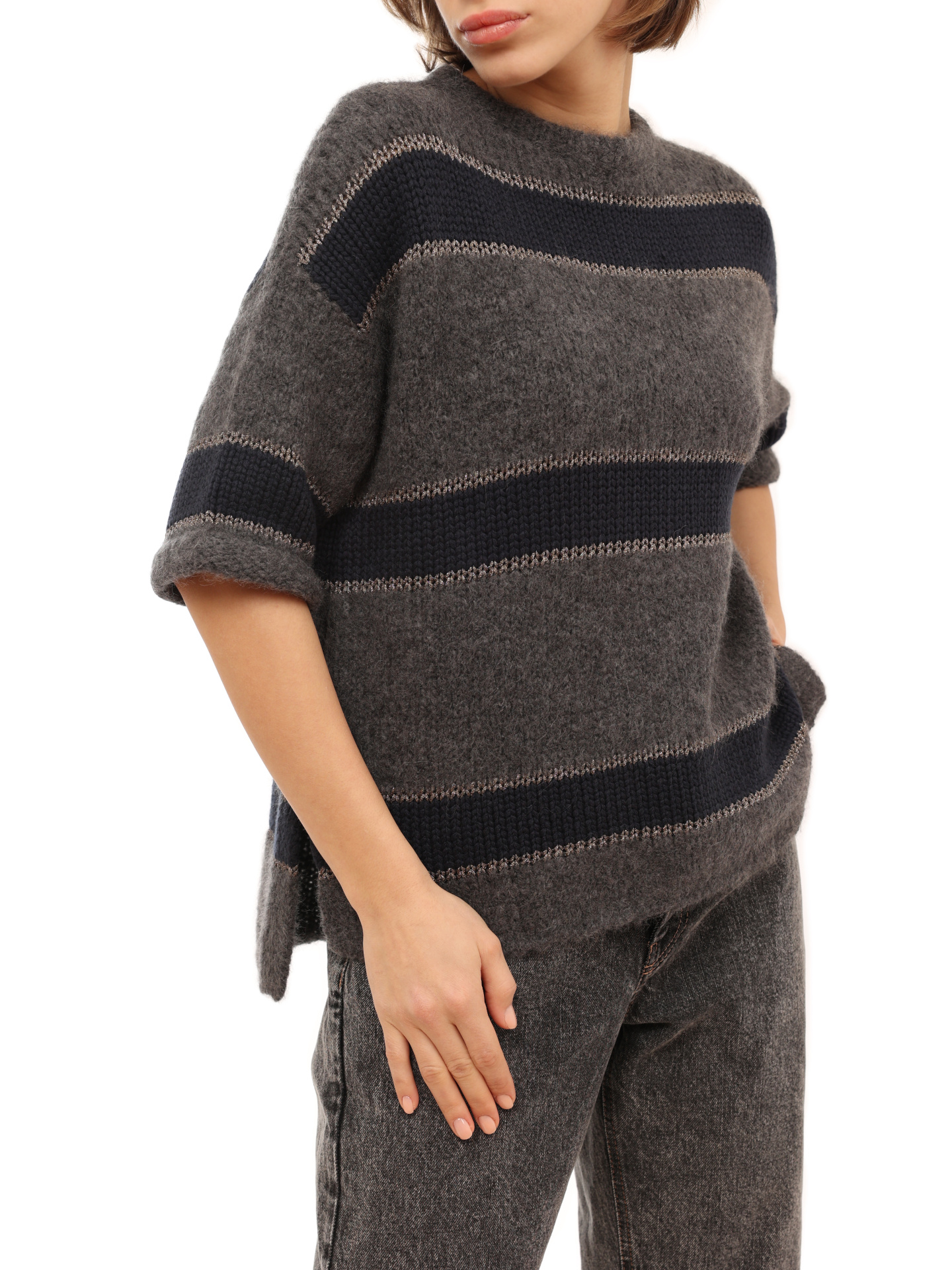 Свитер Brunello Cucinelli M6B382820 CH735 полосатый женский — купить в интернет-магазине Verdistore