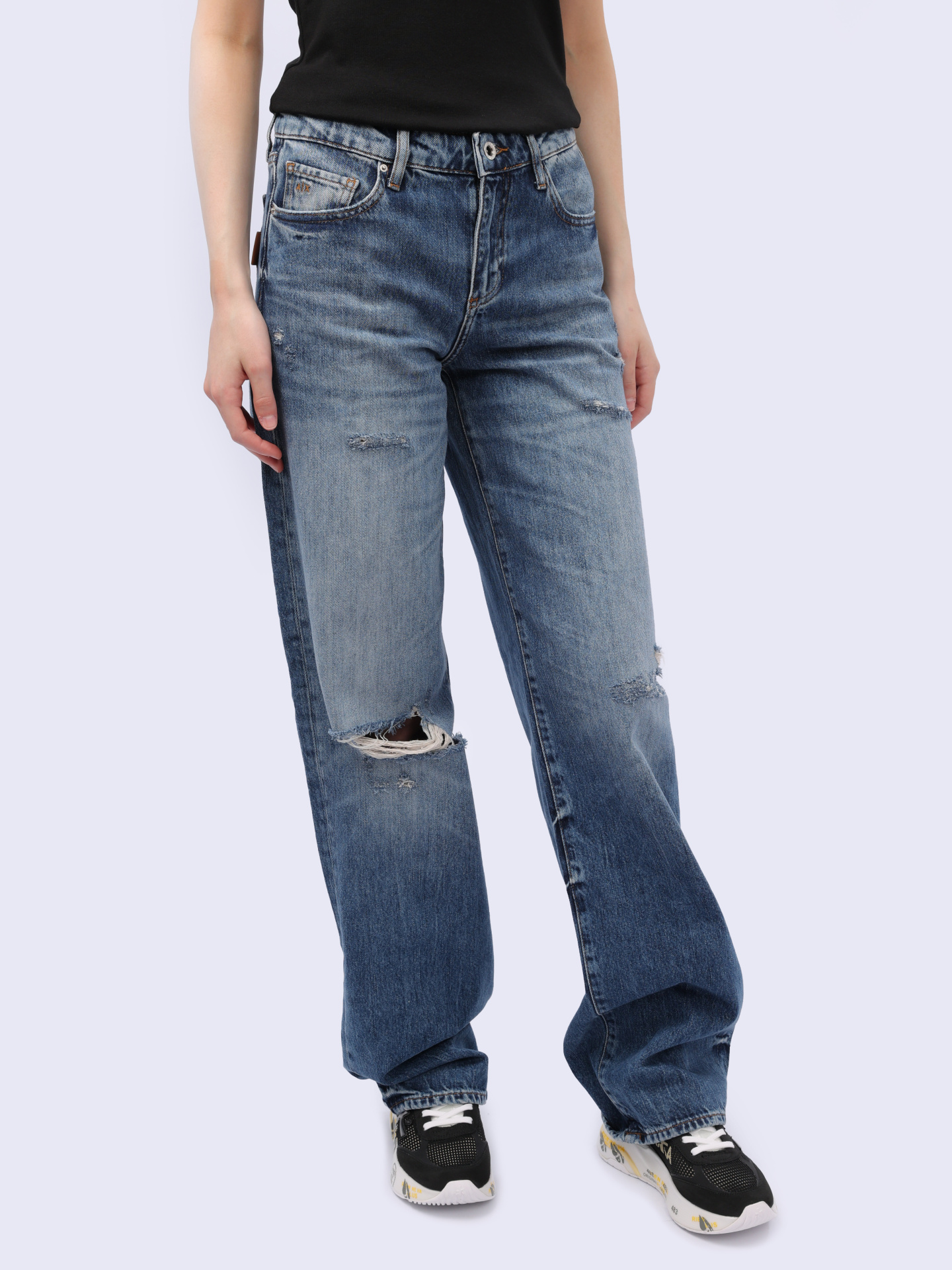 Джинсы Armani Exchange 3DYJ52 Y16GZ 05EK синие женские с потертостями — купить в интернет-магазине Verdistore