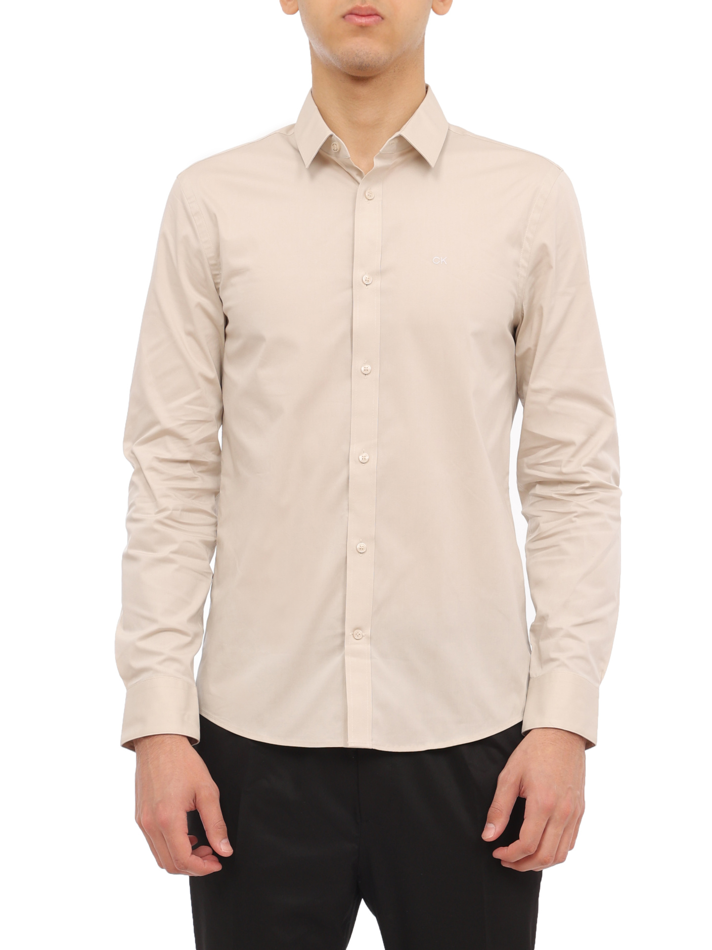 Рубашка Calvin Klein K10K110856 молочная мужская из хлопка — купить в интернет-магазине Verdistore