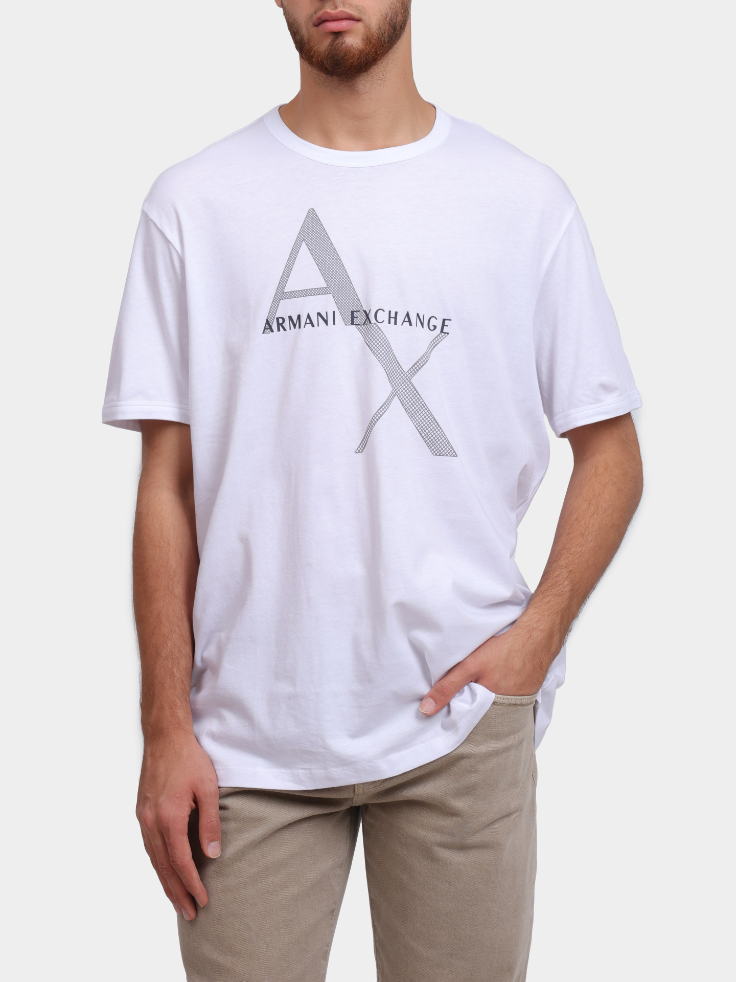 Футболка Armani Exchange 8NZT76 Z8H4Z 1100 белая мужская с логотипом — купить в интернет-магазине Verdistore