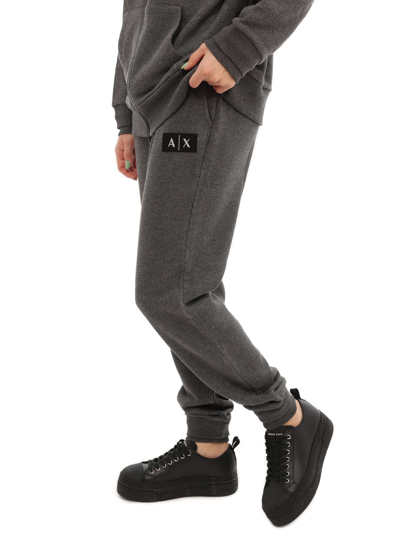 Брюки спортивные Armani Exchange 6LYP77 YJBUZ 3998 серые женские с логотипом — купить в интернет-магазине Verdistore