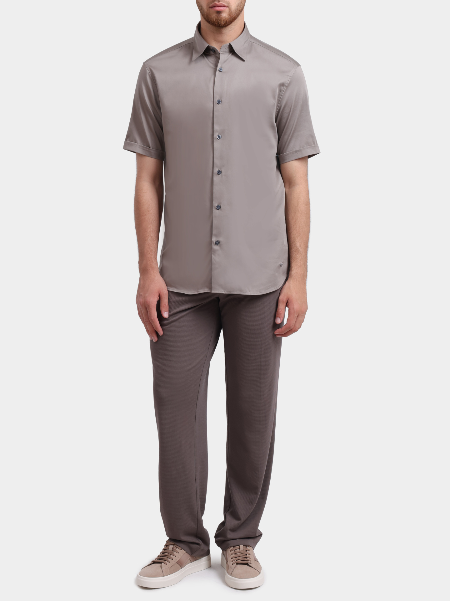 Рубашка Emporio Armani EM005124 AF23800 U8049 серая мужская свободного кроя — купить в интернет-магазине Verdistore