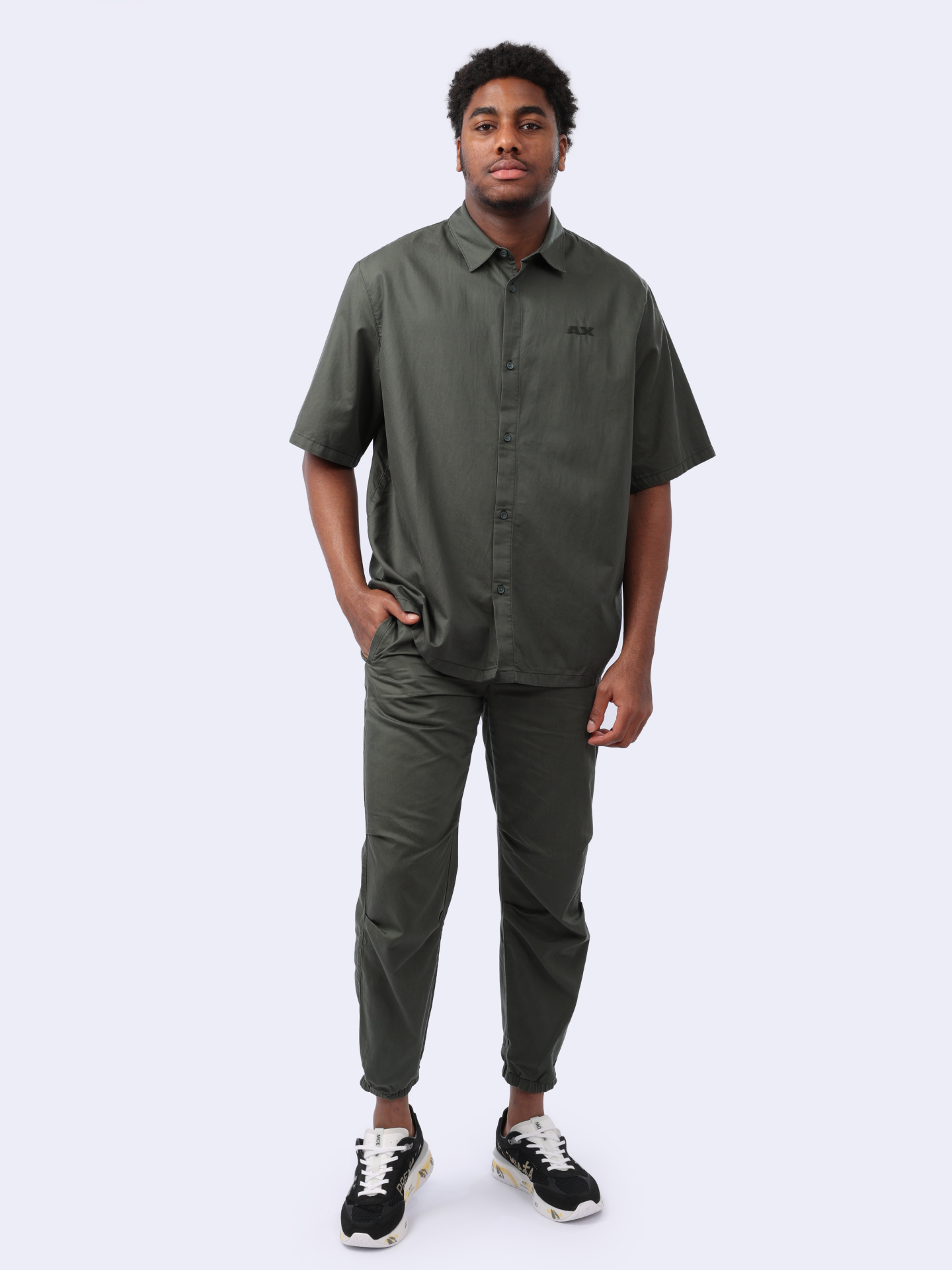 Рубашка Armani Exchange 3DZC21 ZN3LZ 1839 темно-серая мужская — купить в интернет-магазине Verdistore