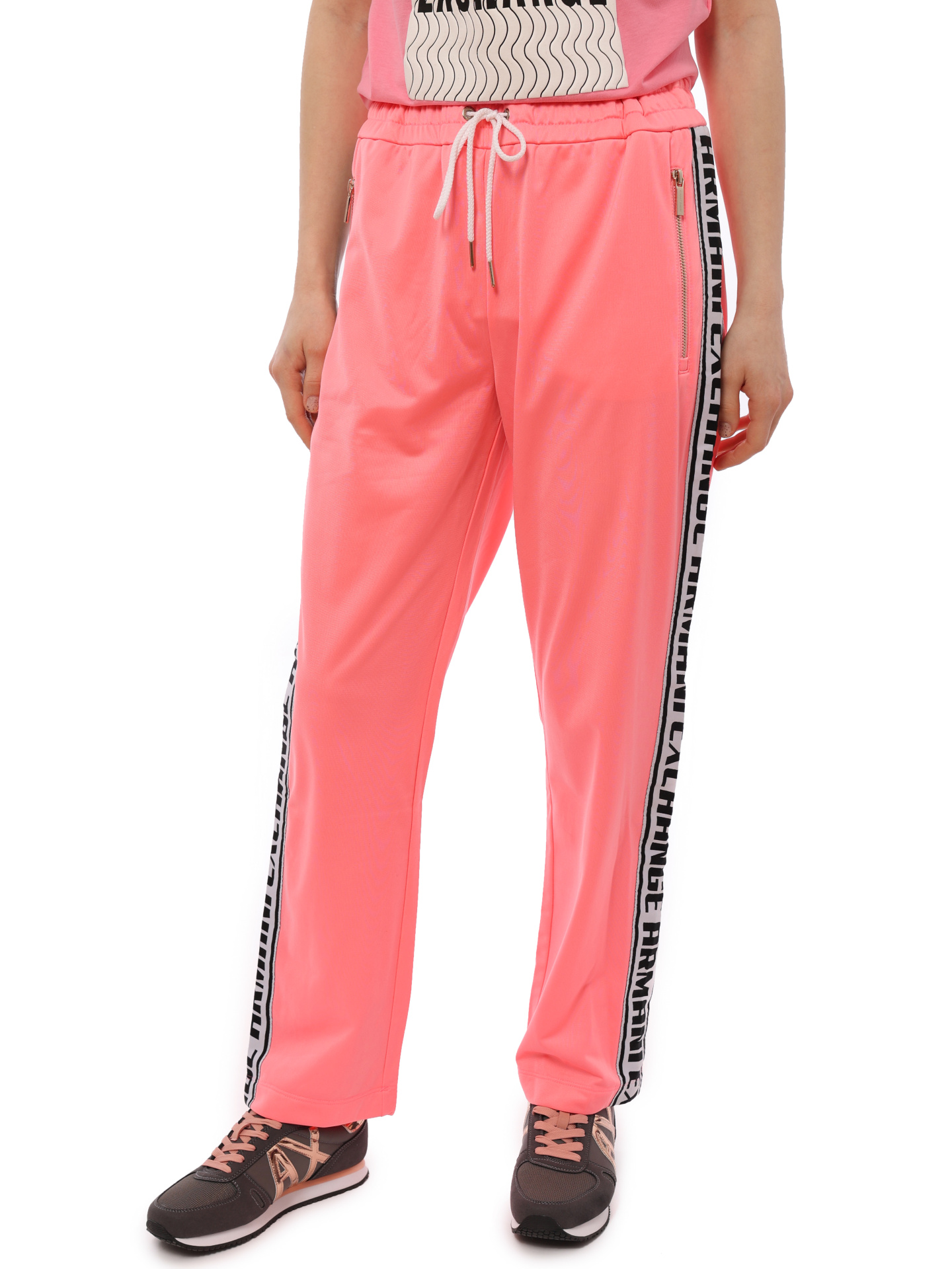 Брюки спортивные Armani Exchange 3HYP84 YJ52Z 1475 розовые женские с лампасами — купить в интернет-магазине Verdistore
