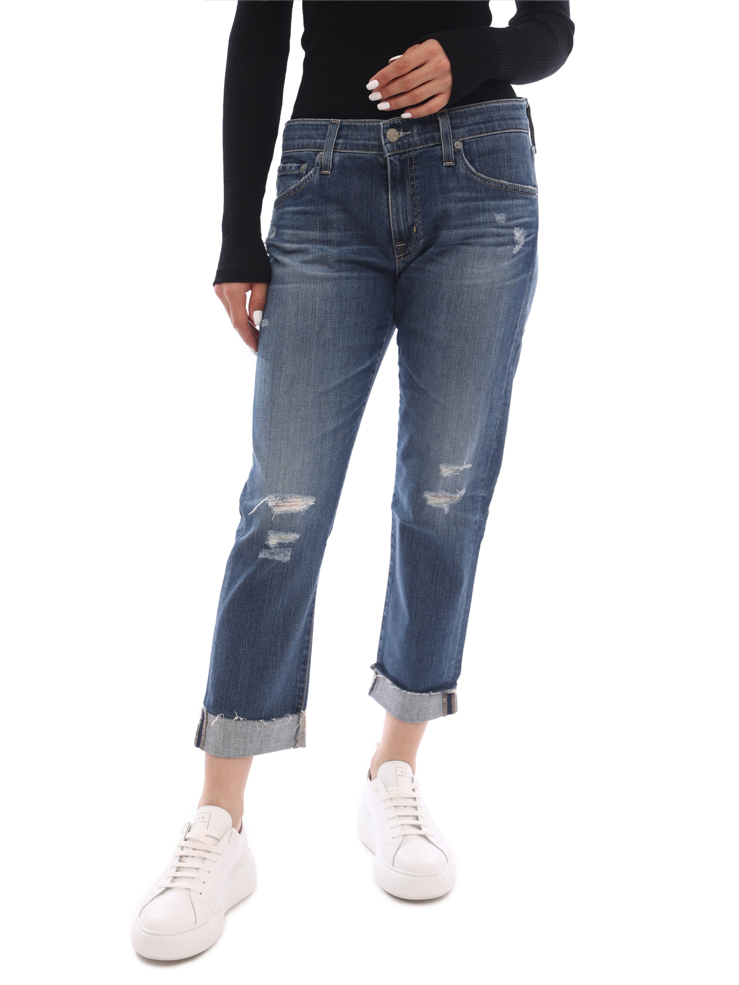 Джинсы AG PVC1575RH синие женские с потертостями — купить в интернет-магазине Verdistore