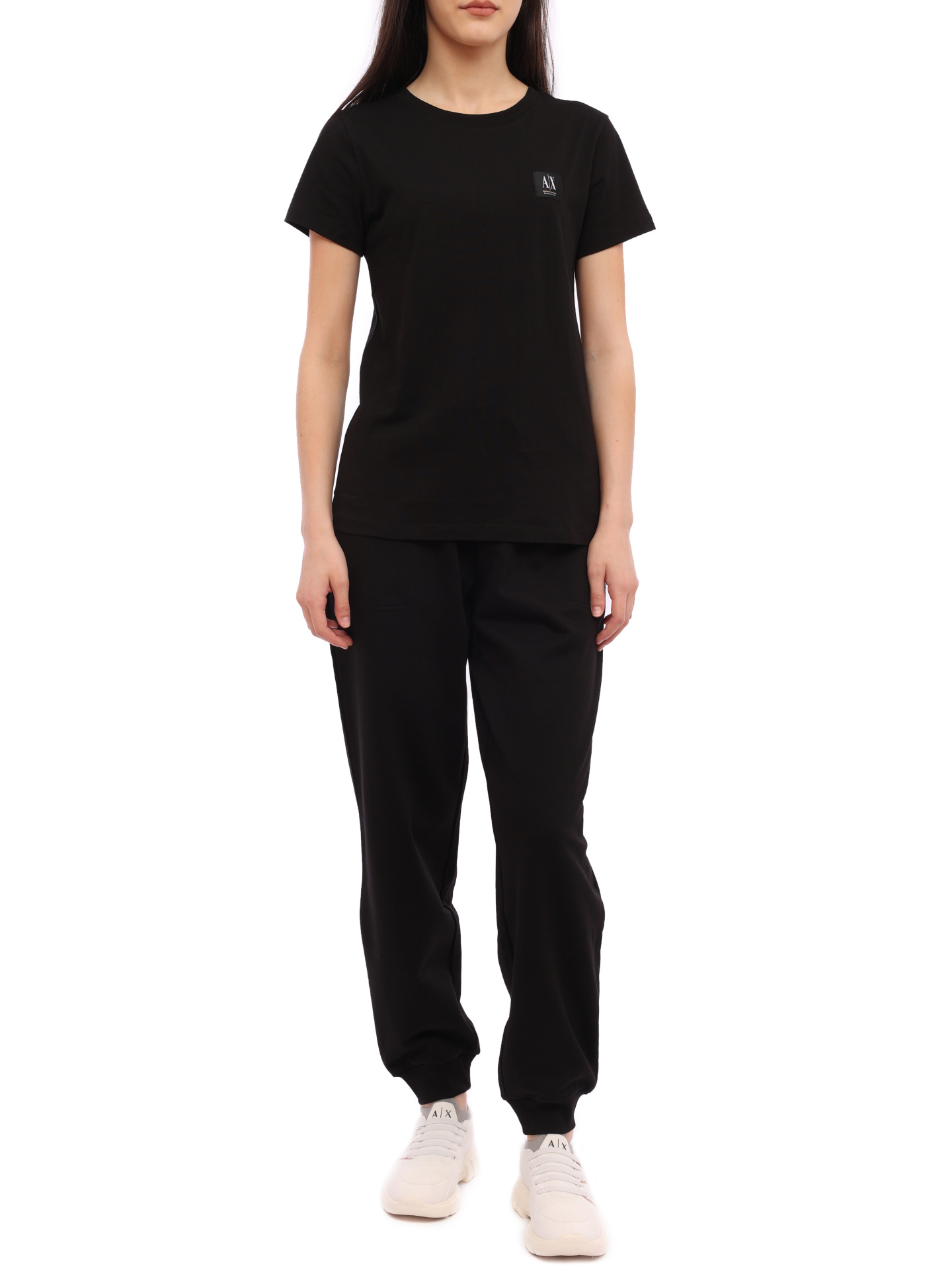 картинка Брюки спортивные Armani Exchange 3RYP88 YJDVZ 1200 черные женские из хлопка от магазина Verdistore