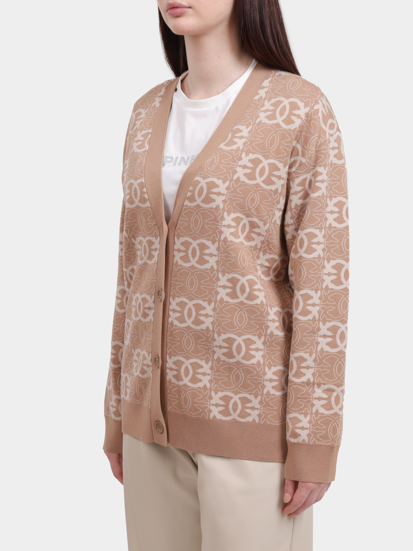 Кардиган Pinko 106042 A2YD C4Z бежевый женский — купить в интернет-магазине Verdistore