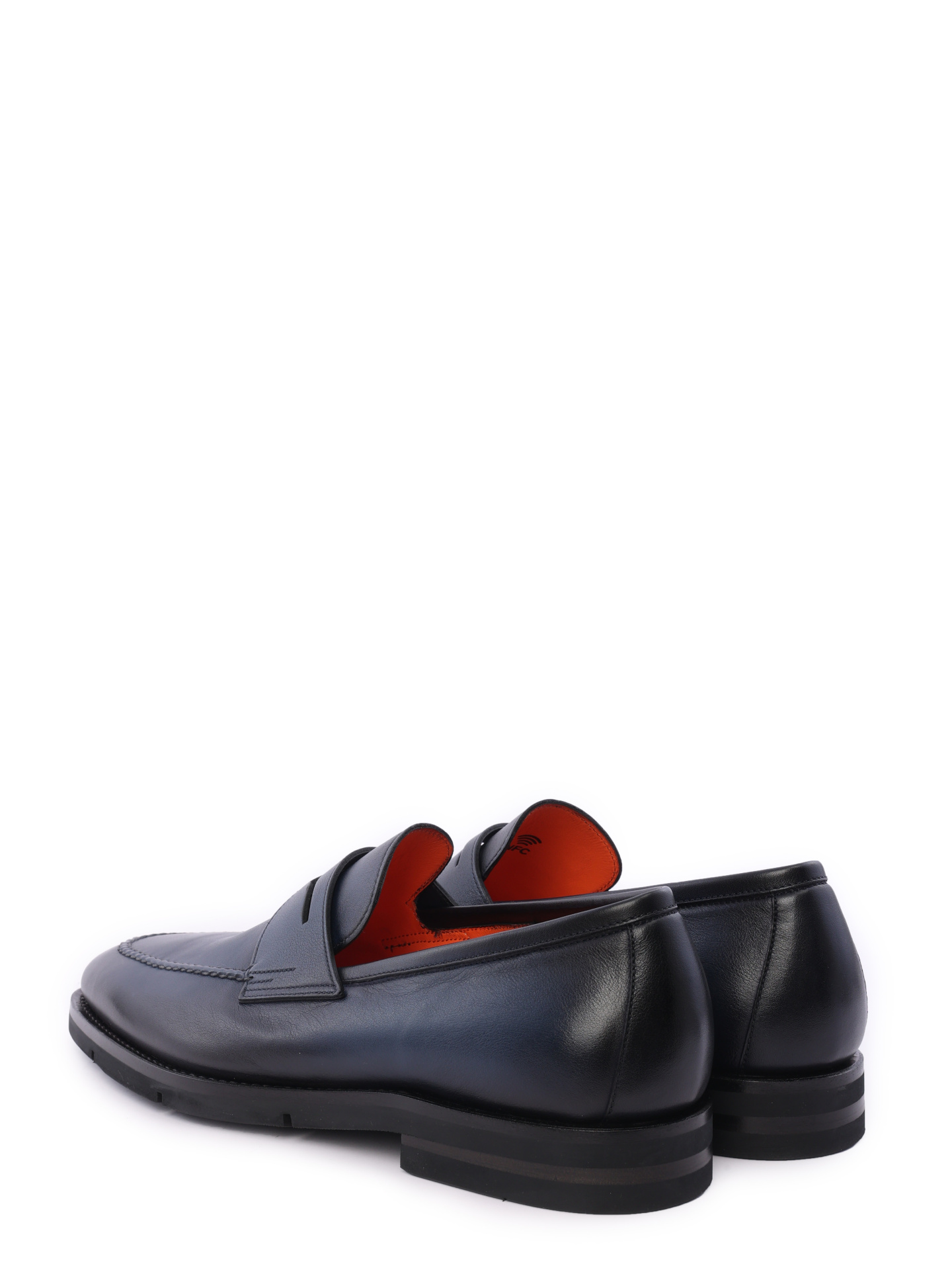 Лоферы темно-синие кожаные с каблуком на изогнутой подошве — купить в интернет-магазине Verdistore