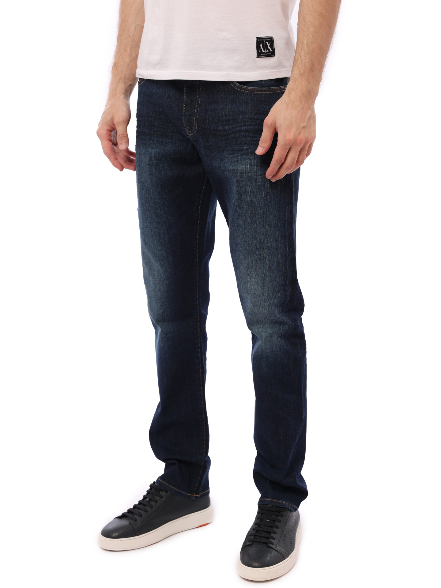Джинсы Armani Exchange 3GZJ16 Z1QDZ синие мужские с потертостями — купить в интернет-магазине Verdistore
