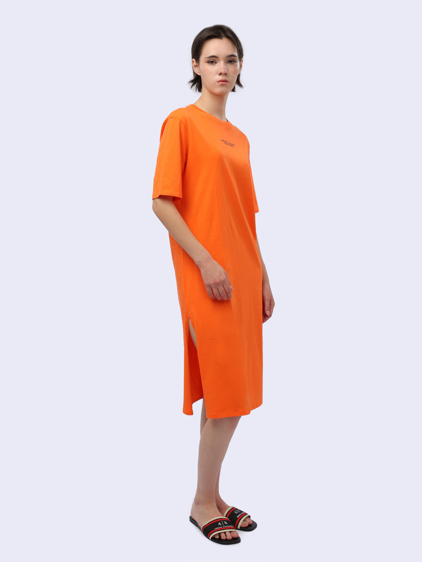 Платье Armani Exchange 8NYACF YJG3Z 1695 оранжевое женское из хлопка — купить в интернет-магазине Verdistore