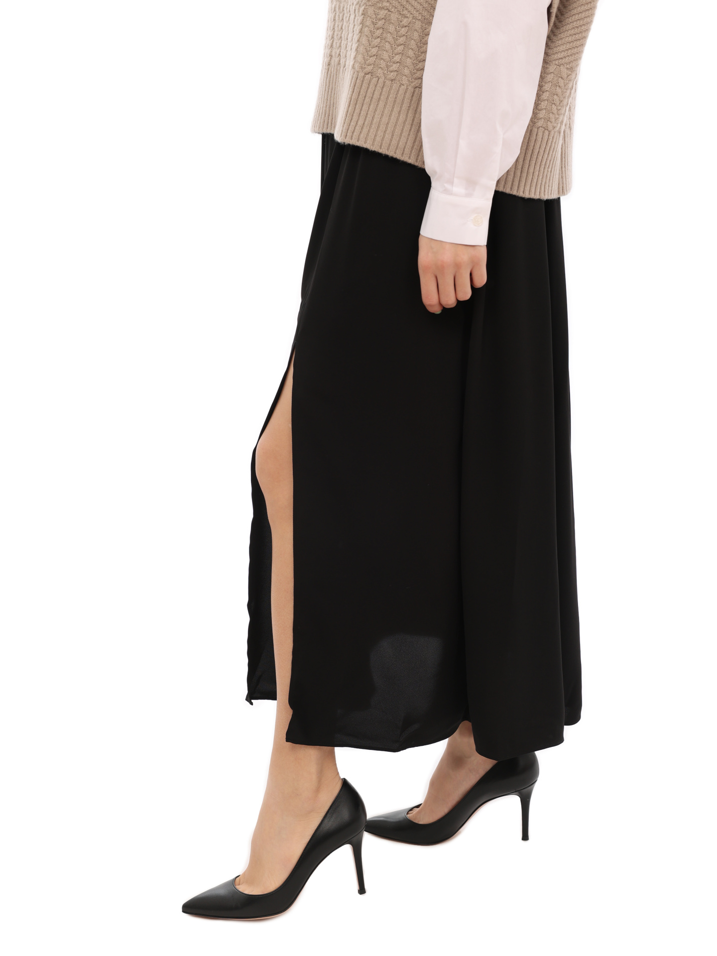 Юбка Armani Exchange 6LYN24 YN2HZ 1200 черная женская из струящейся ткани — купить в интернет-магазине Verdistore