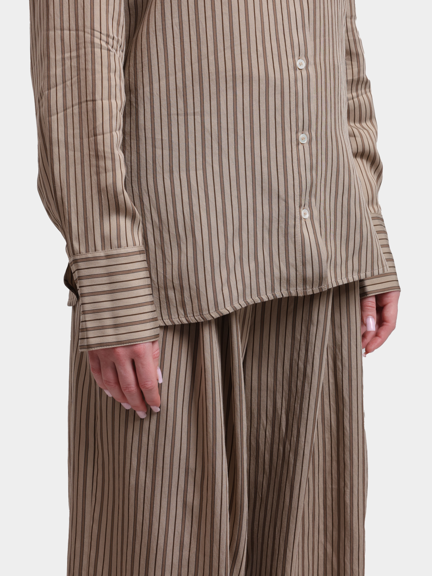 Рубашка MARELLA MLLFOLK 001 бежевая женская в полоску — купить в интернет-магазине Verdistore