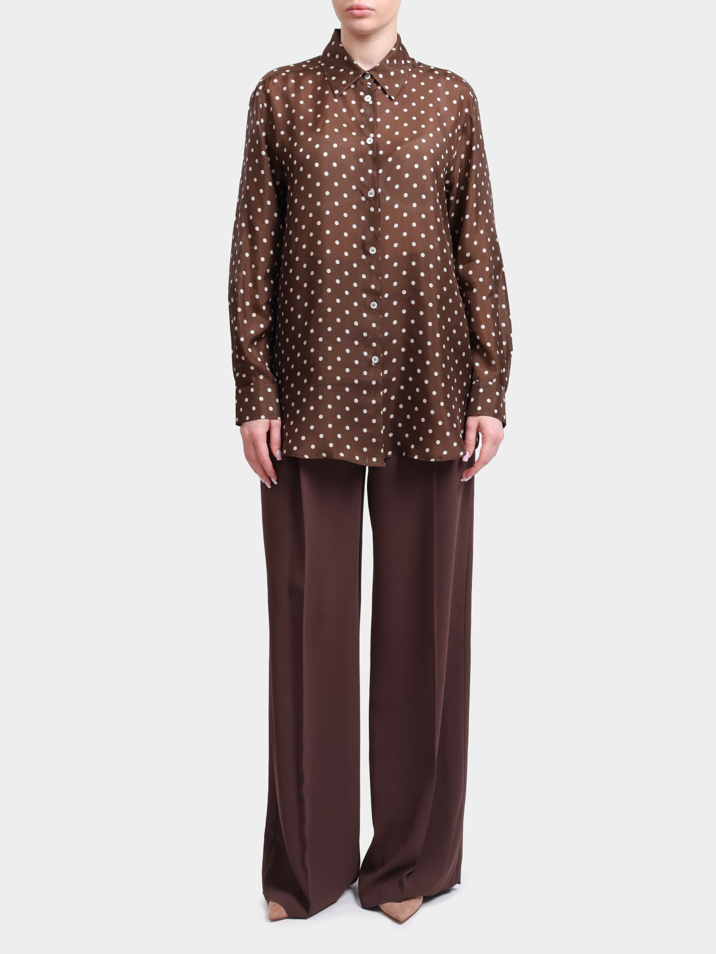 Блуза Marella Sport MLSANGIO 001 женская шелковая с принтом в горох — купить в интернет-магазине Verdistore